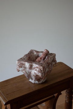 Rare Artist Made Small Ceramic French Collum Capital Mortar