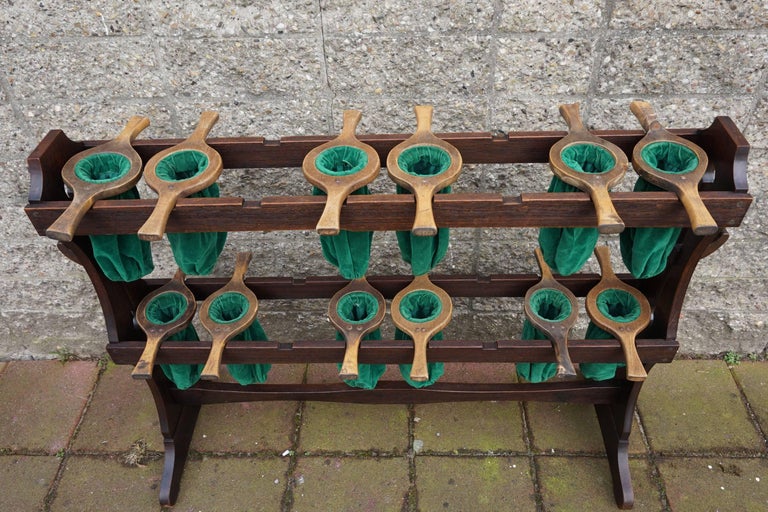 Arts and Crafts Church Offering Bags Stand with 12 Original Wood and