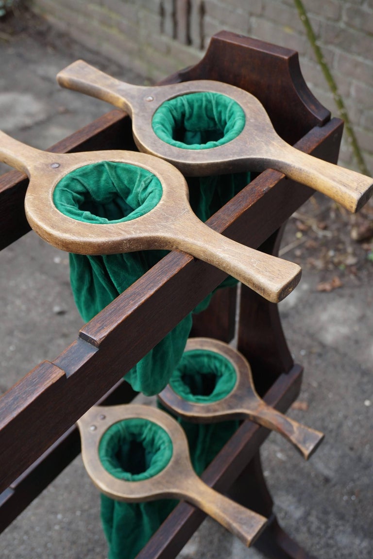 Arts and Crafts Church Offering Bags Stand with 12 Original Wood and