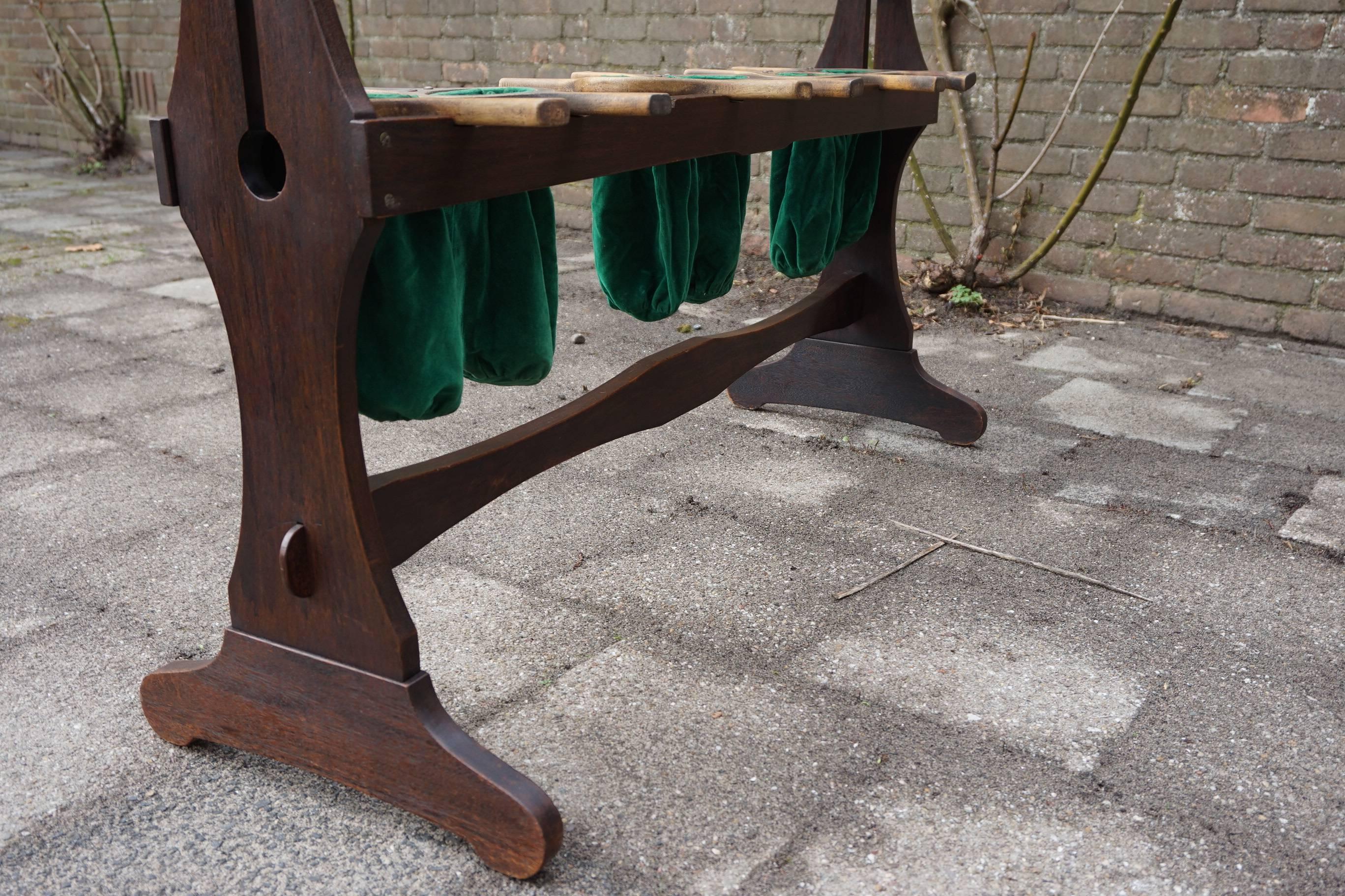 Velours Arts & Crafts Church Offering Bags Stand with 12 Original Wood and Velvet Bags