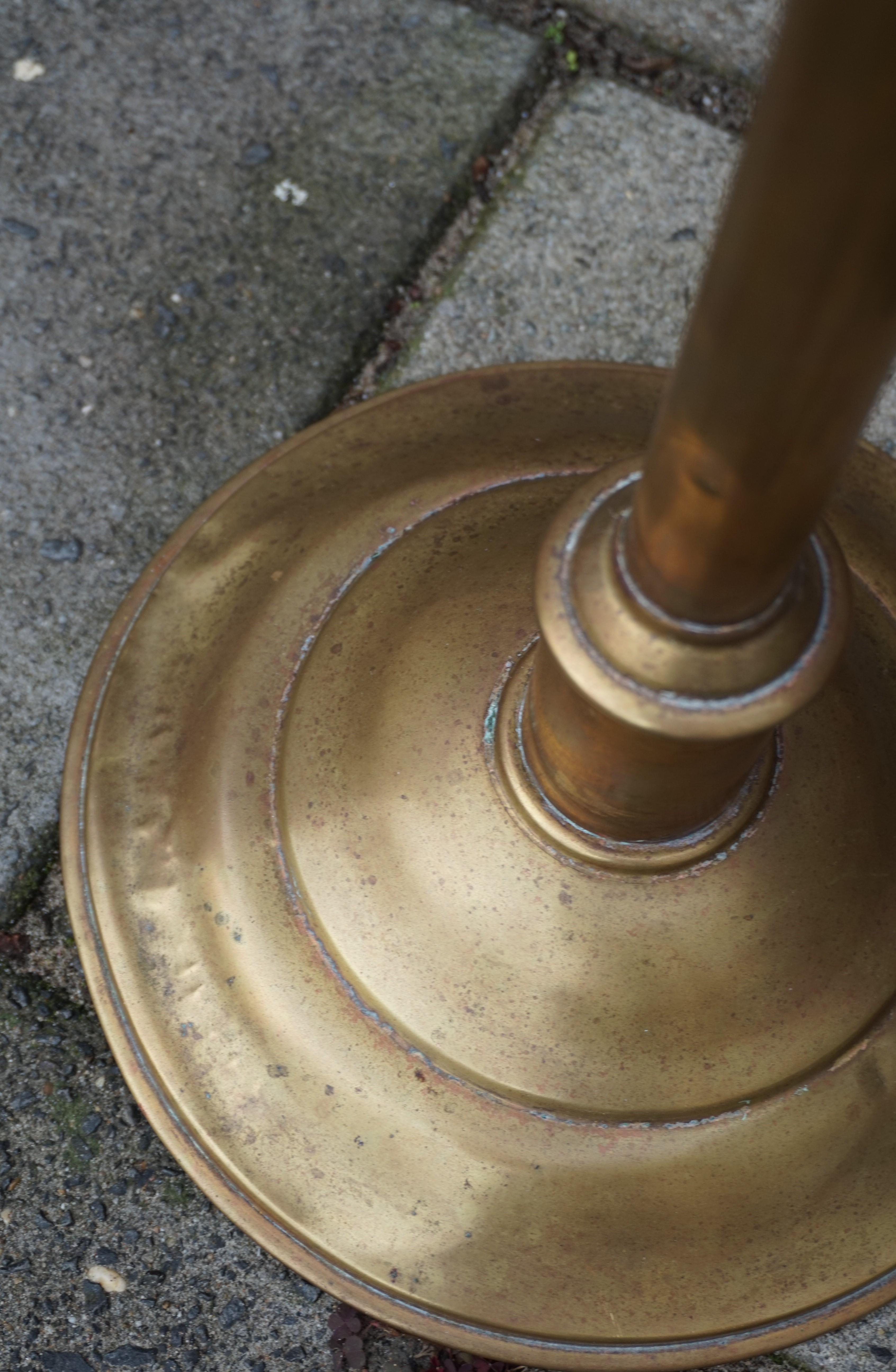 Rare Arts and Crafts Era, Brass Church Incense Burner Floor Stand W. Christogram 4