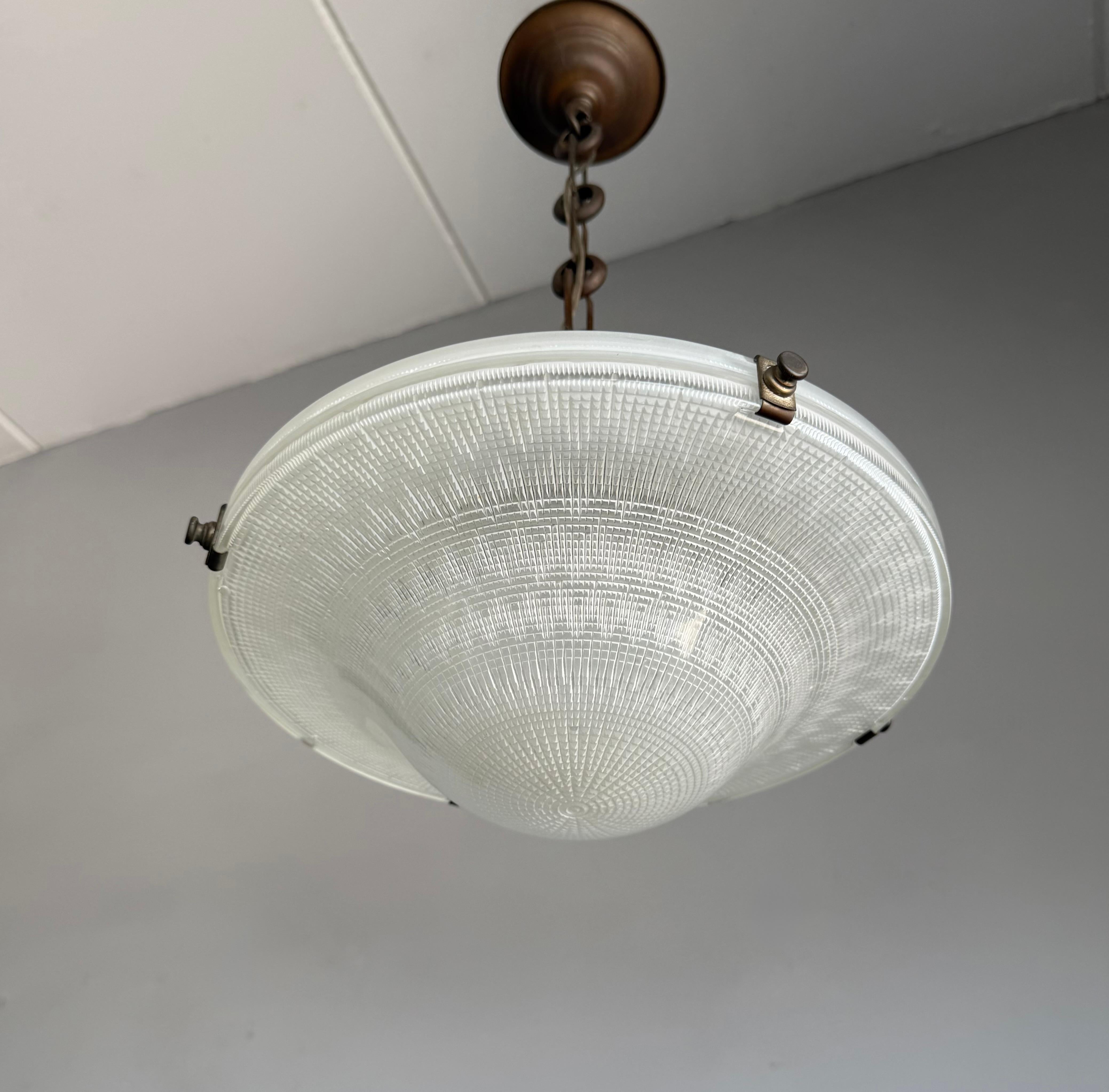 Rare Arts & Crafts Holophane No 2712.R Pendant Light England, Early 20th Century For Sale 5