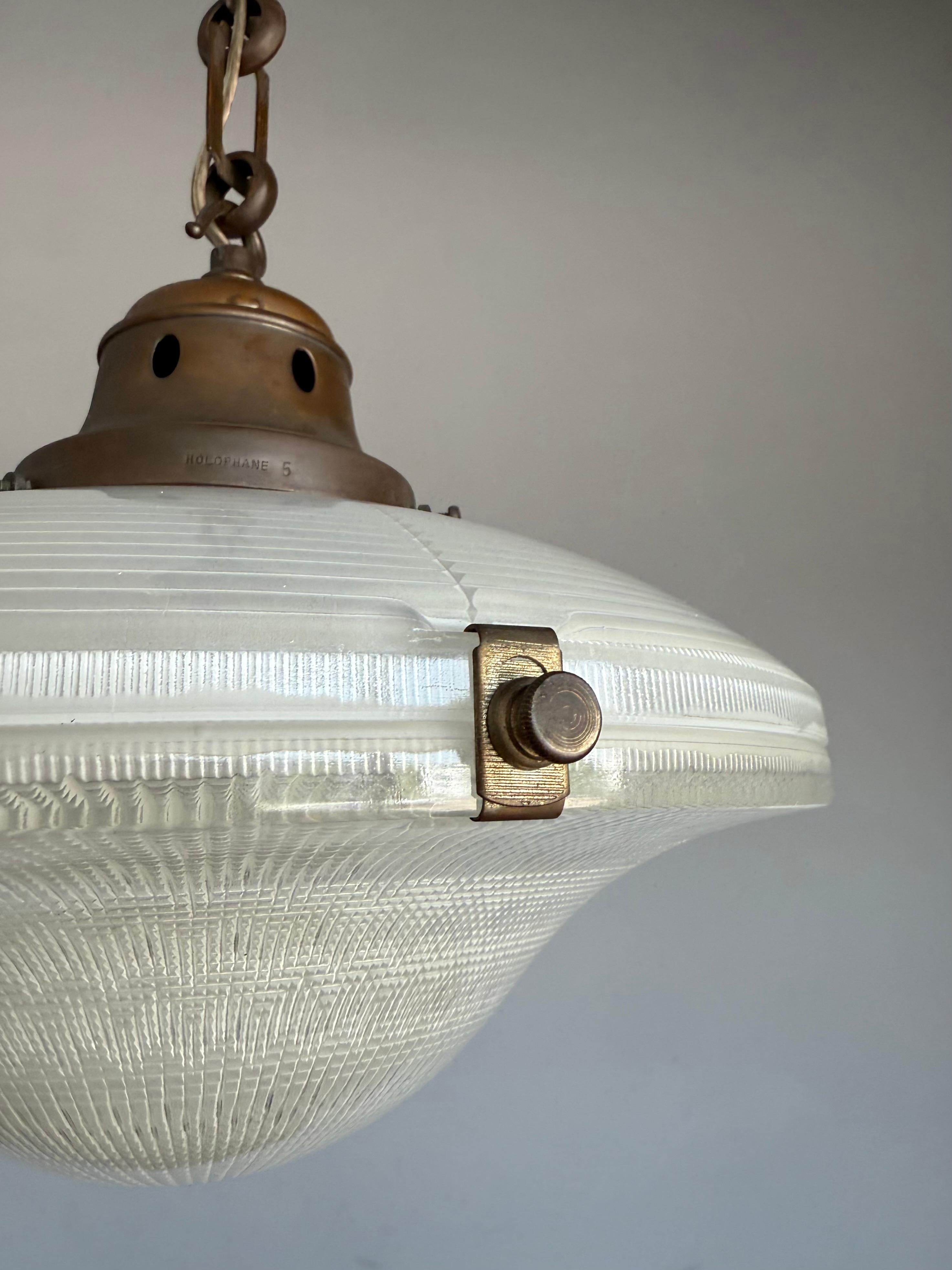 Rare Arts & Crafts Holophane No 2712.R Pendant Light England, Early 20th Century For Sale 7