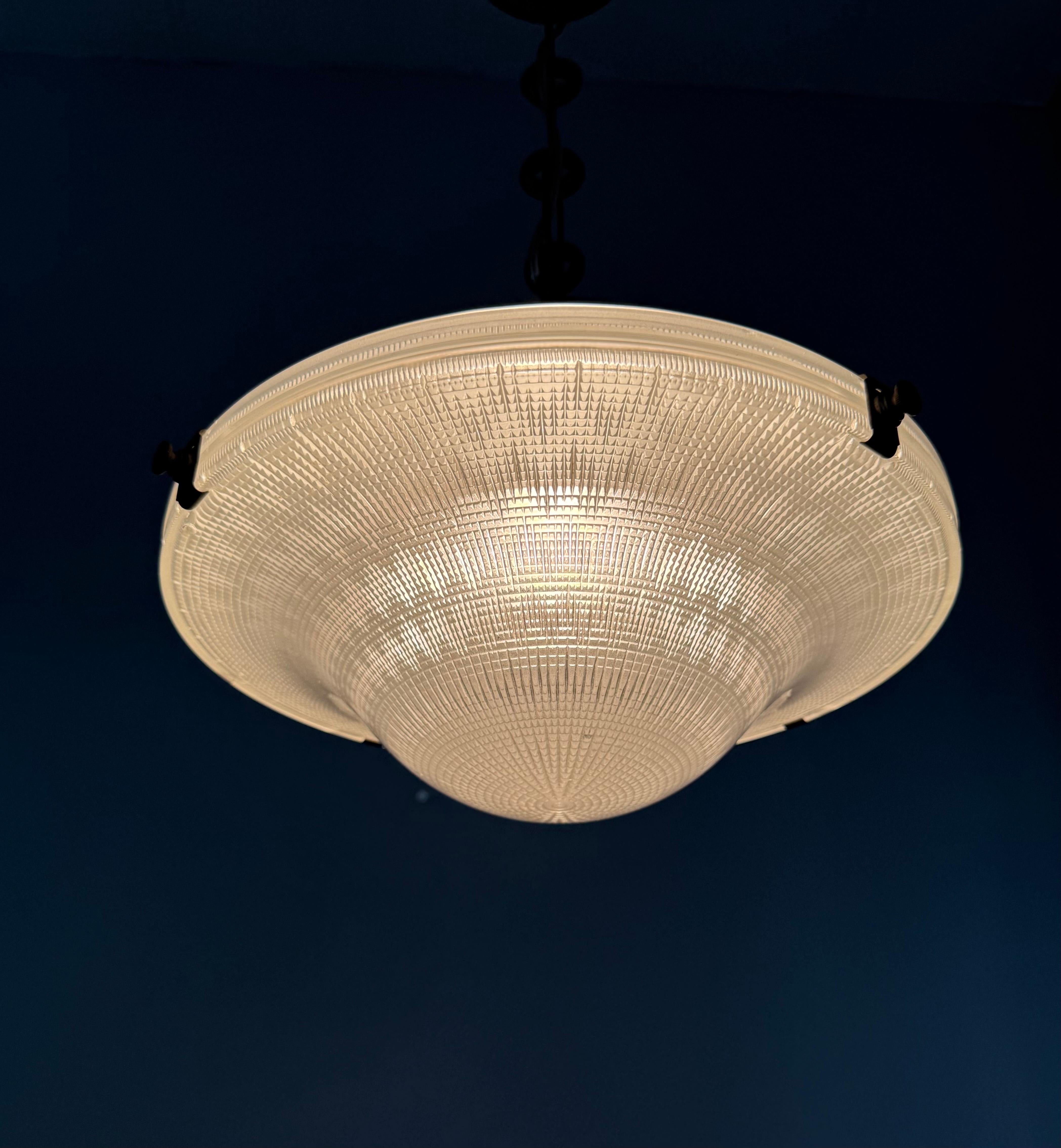 Rare Arts & Crafts Holophane No 2712.R Pendant Light England, Early 20th Century For Sale 9