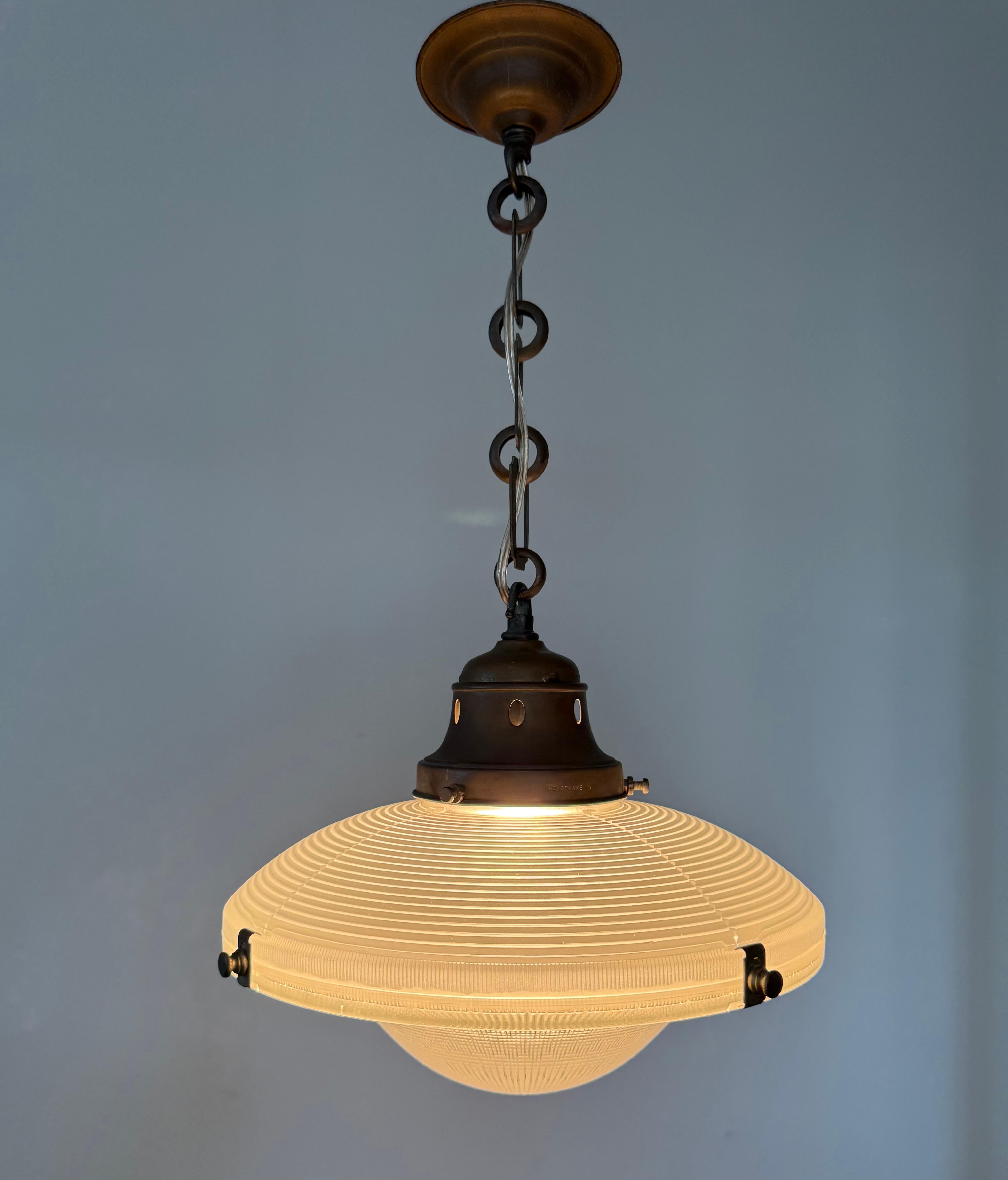 Rare Arts & Crafts Holophane No 2712.R Pendant Light England, Early 20th Century For Sale 10