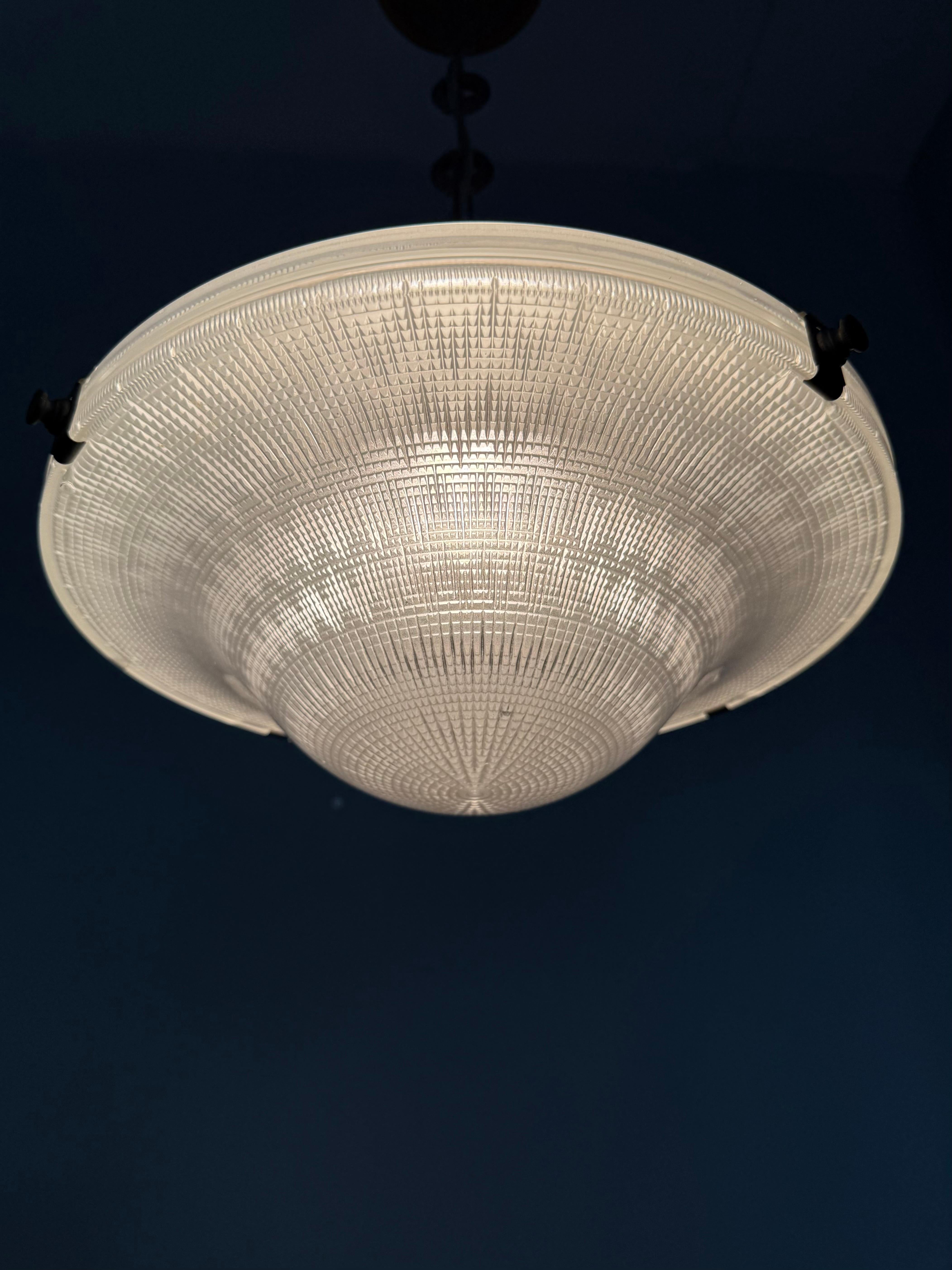 Rare Arts & Crafts Holophane No 2712.R Pendant Light England, Early 20th Century For Sale 11