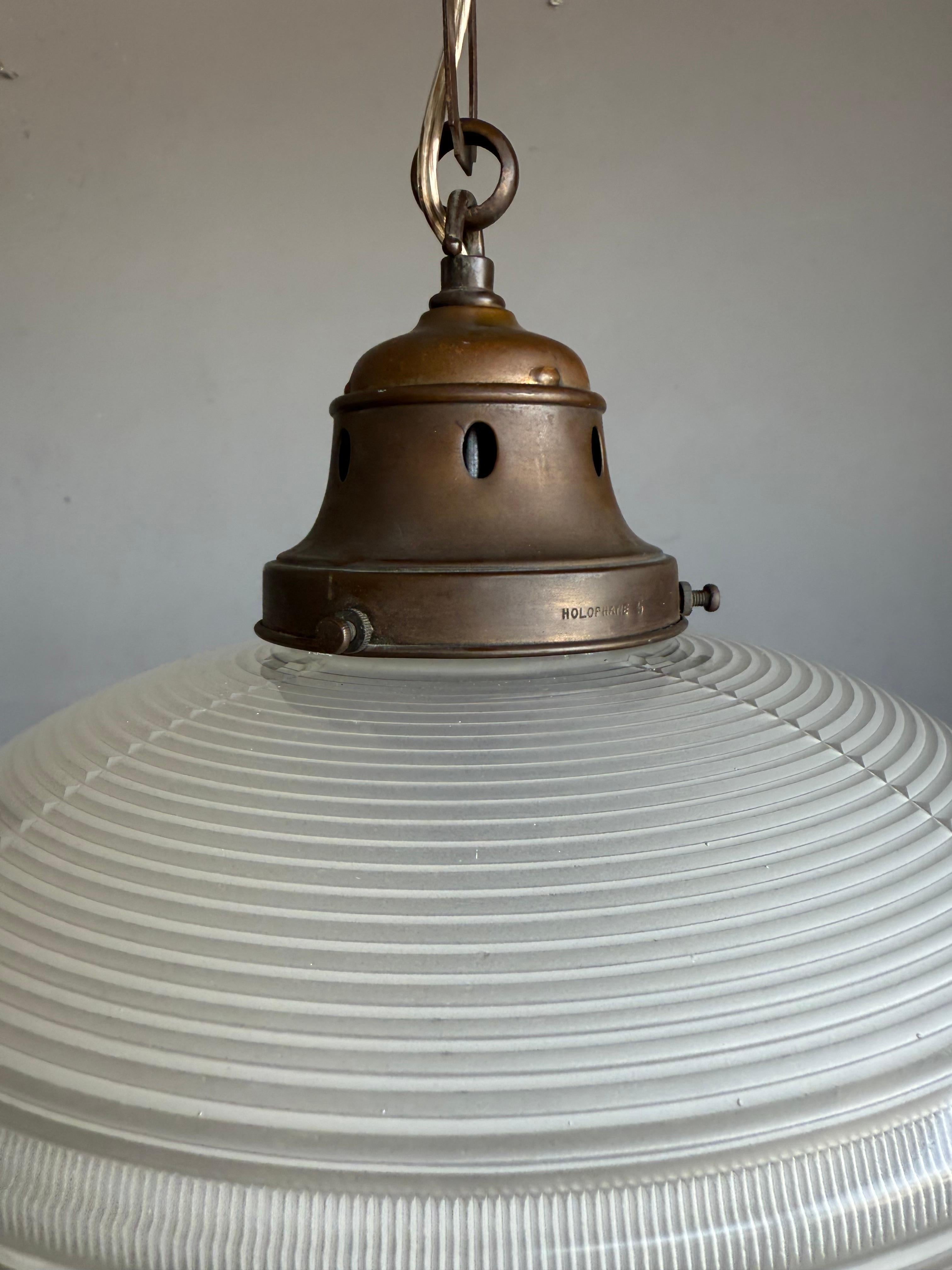 Rare Arts & Crafts Holophane No 2712.R Pendant Light England, Early 20th Century For Sale 2