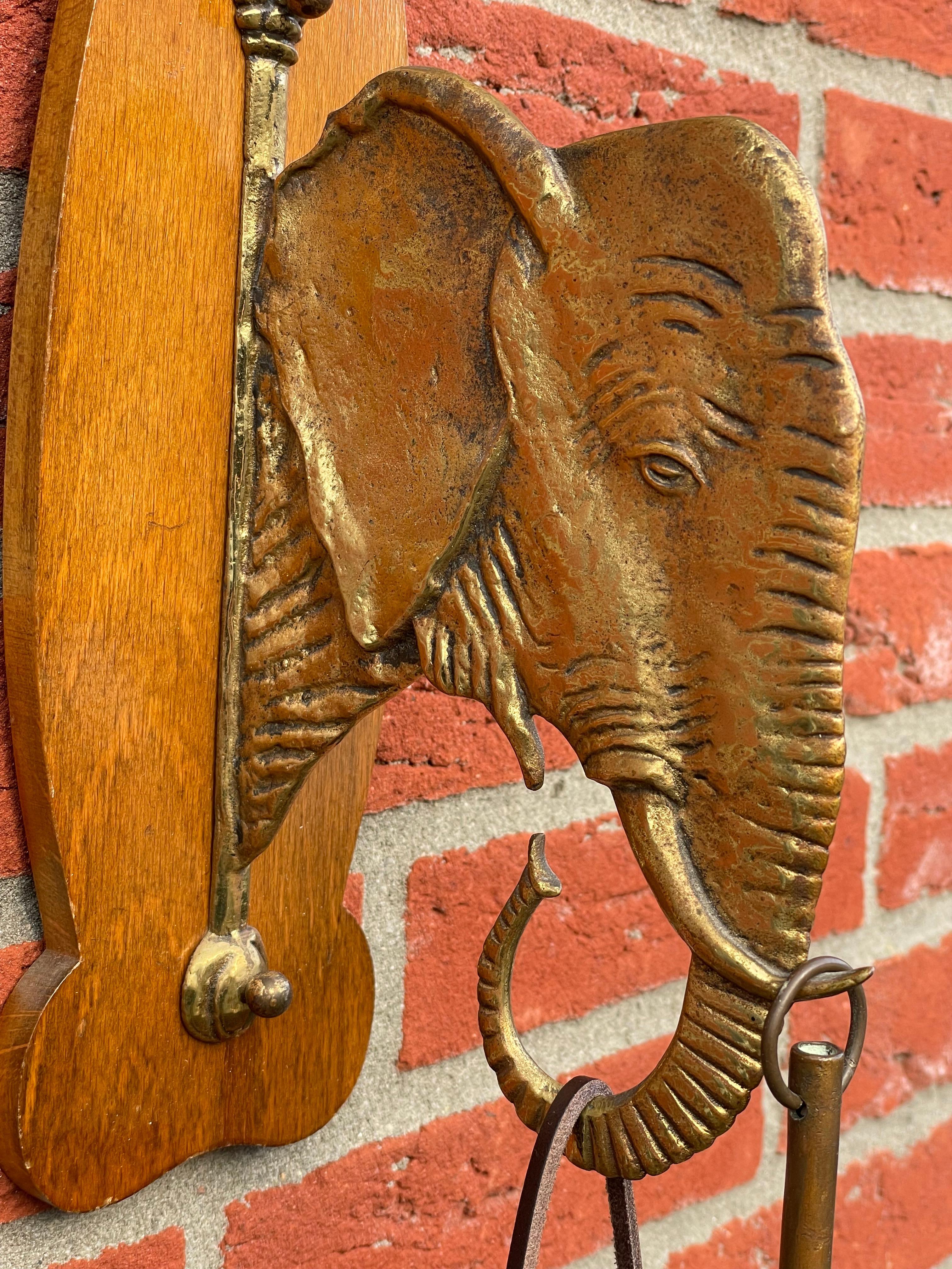 Rare Arts & Crafts House Gong for Wall Mounting with Bronze Elephant Sculpture For Sale 4