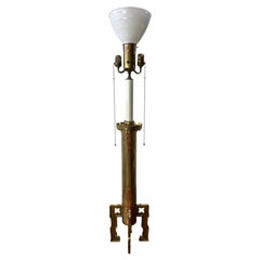 Rare Arts & Crafts Mission Hammered Brass Mixed-Metal Floor Lamp, circa 1920
