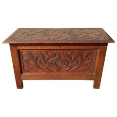 Rare Arts & Crafts Oak Linen Trunk Attributed to C R Ashbee
