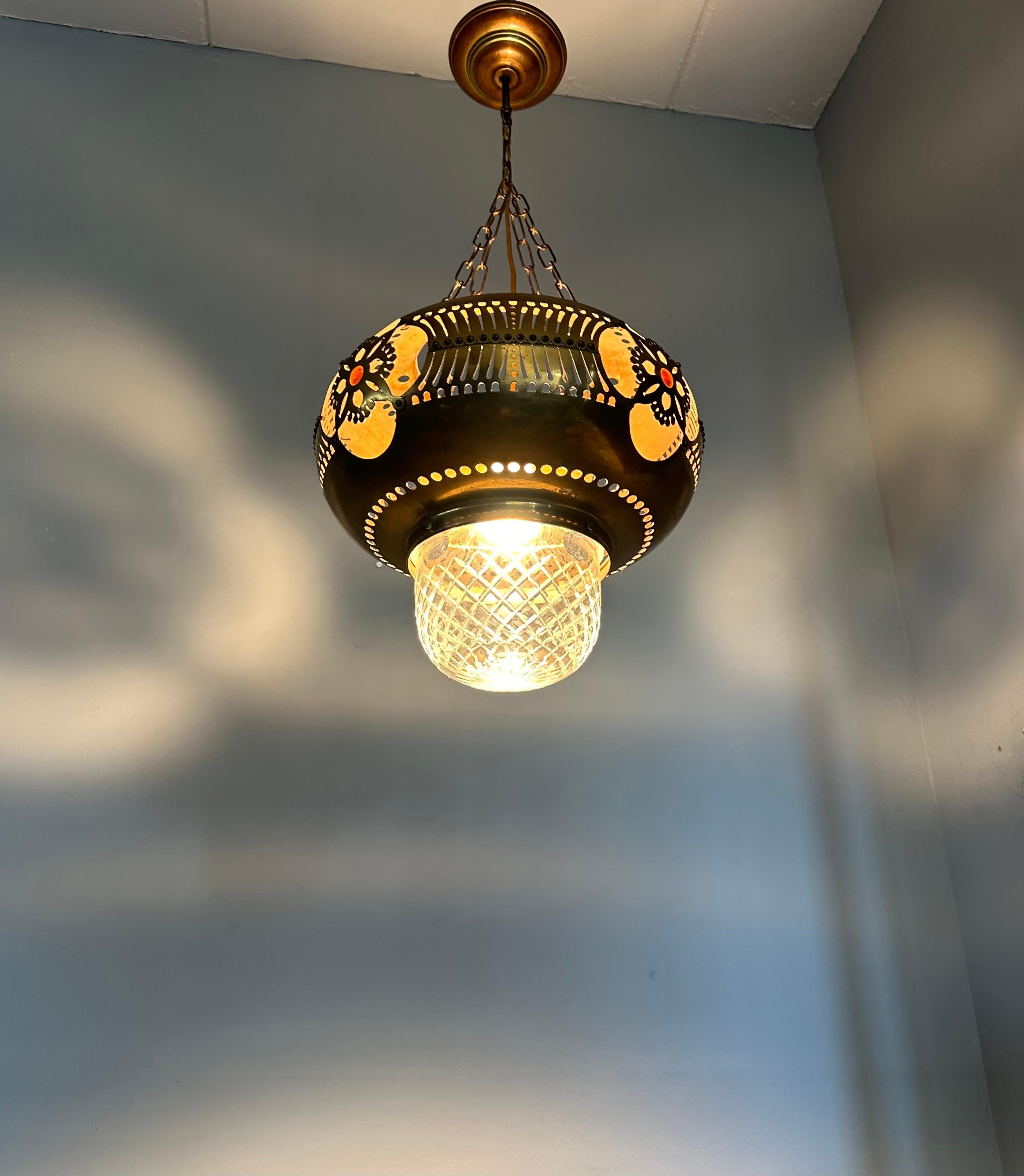 Rare Arts & Crafts Round Shape Hallway Lantern / Pendant Light by H.J. Winkelman 2