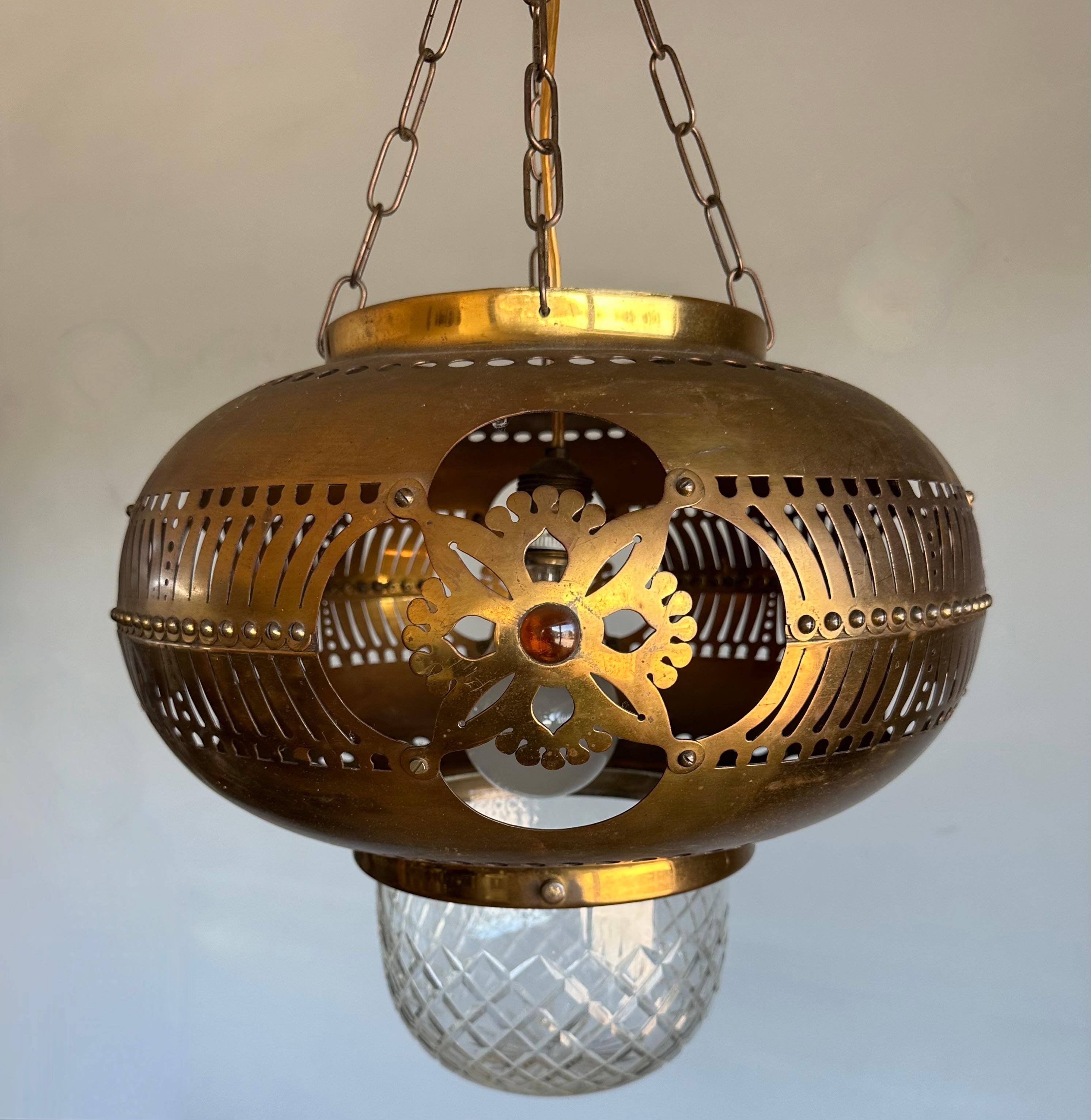 Rare Arts & Crafts Round Shape Hallway Lantern / Pendant Light by H.J. Winkelman 3