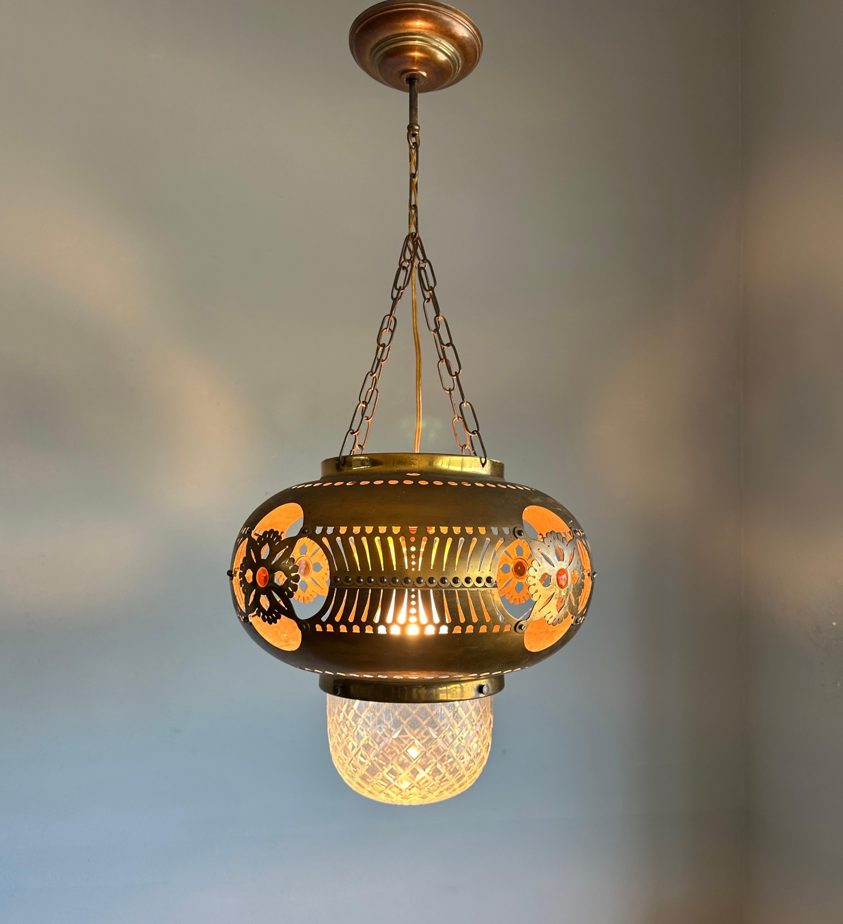 Rare Arts & Crafts Round Shape Hallway Lantern / Pendant Light by H.J. Winkelman 5