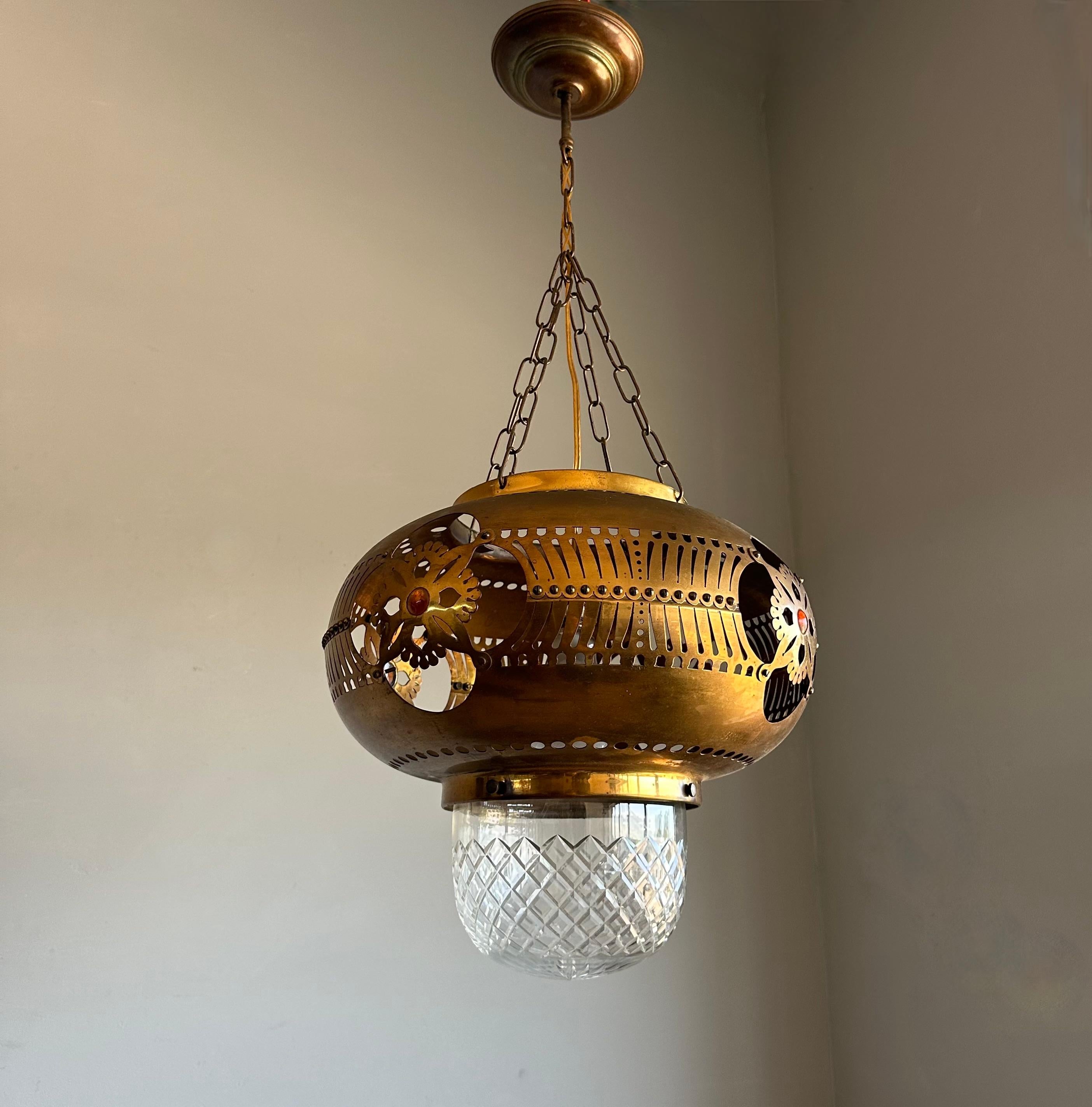 Rare Arts & Crafts Round Shape Hallway Lantern / Pendant Light by H.J. Winkelman 6