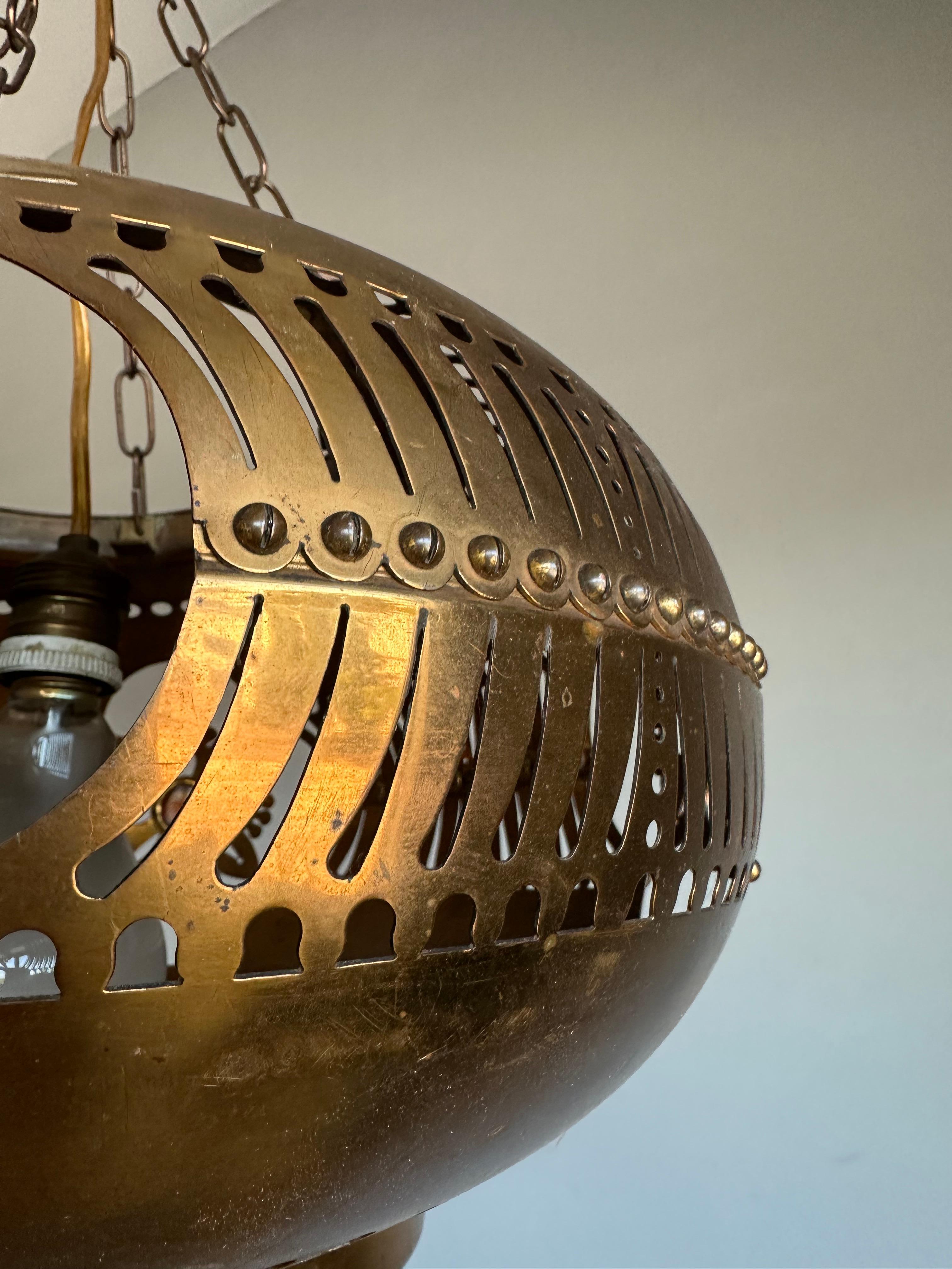 Rare Arts & Crafts Round Shape Hallway Lantern / Pendant Light by H.J. Winkelman 8