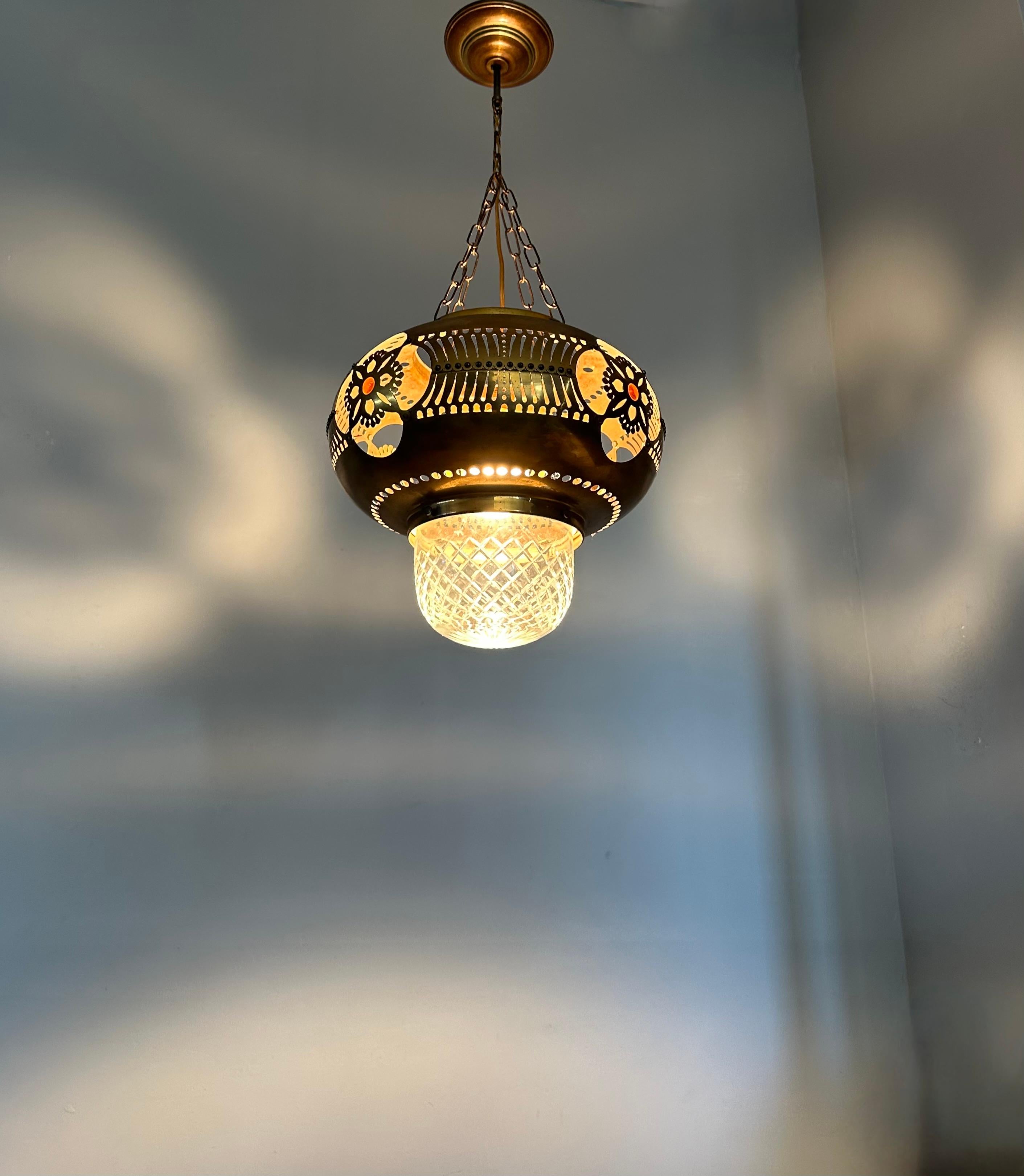 Rare Arts & Crafts Round Shape Hallway Lantern / Pendant Light by H.J. Winkelman 9