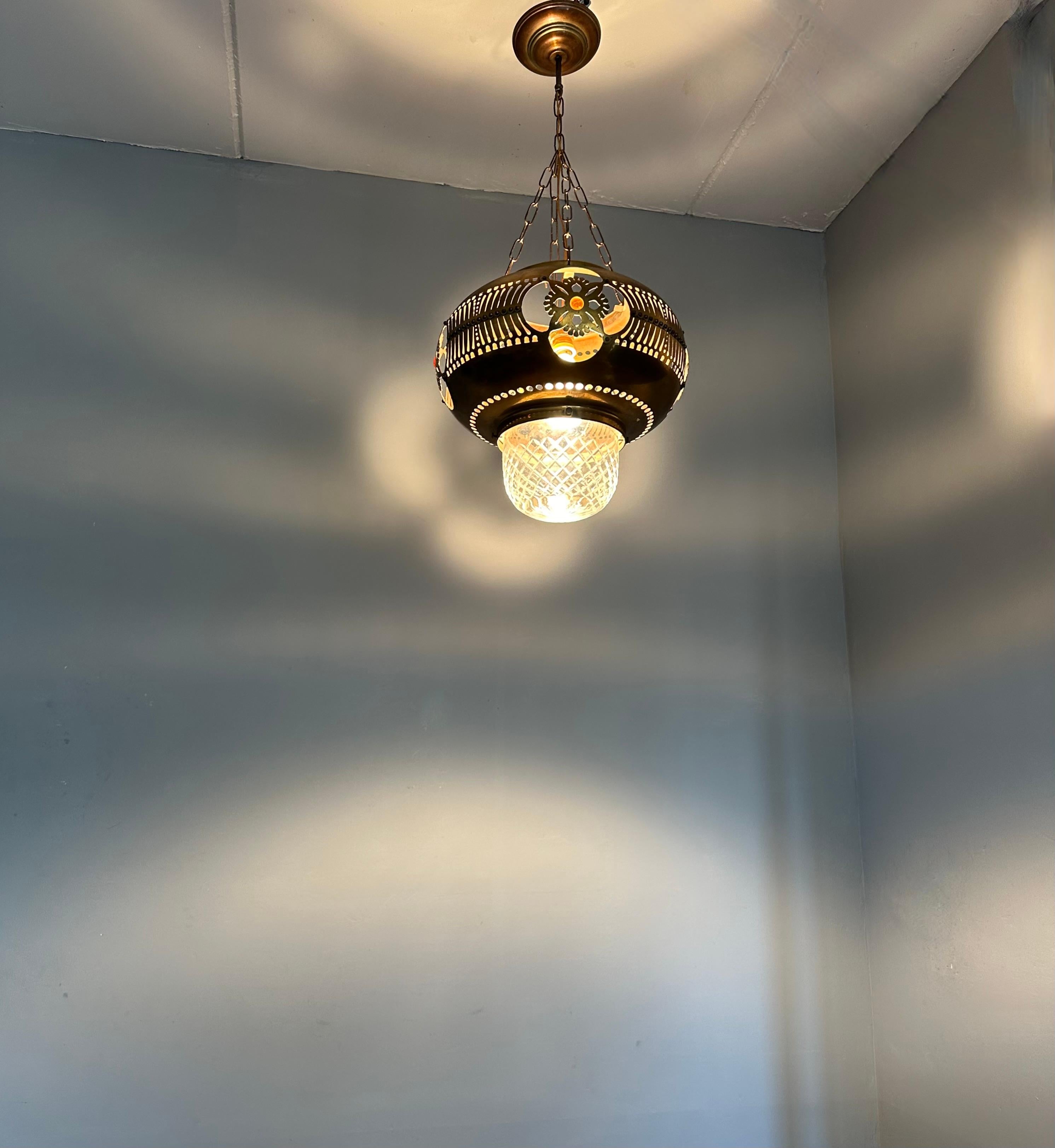 Rare Arts & Crafts Round Shape Hallway Lantern / Pendant Light by H.J. Winkelman 10
