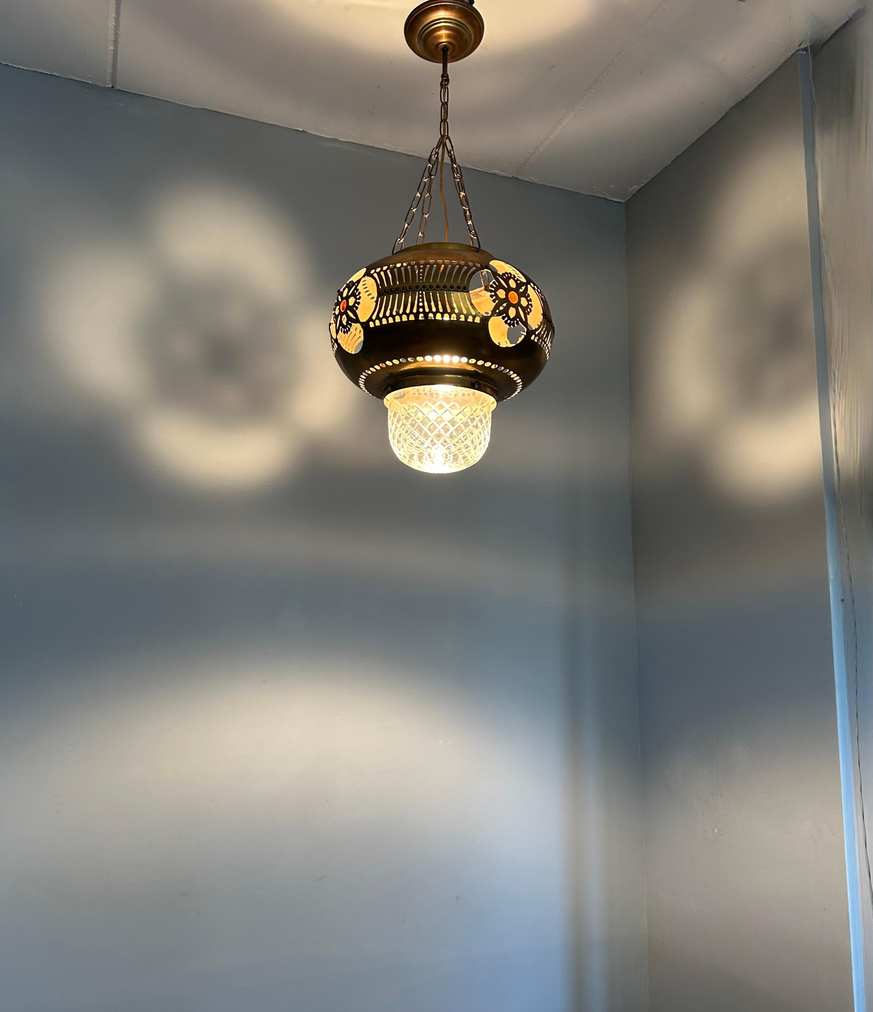 Rare Arts & Crafts Round Shape Hallway Lantern / Pendant Light by H.J. Winkelman 11