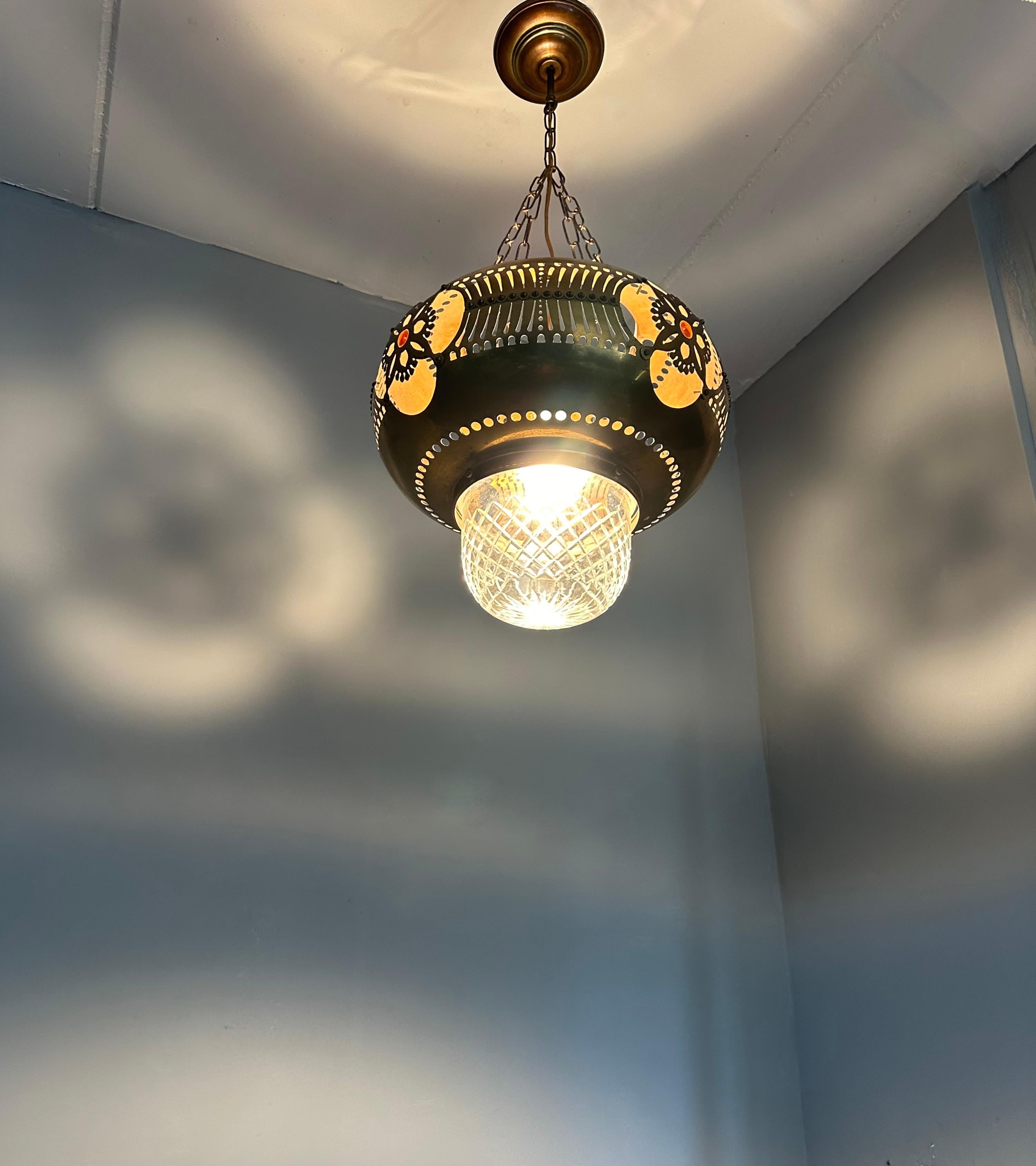 Rare Arts & Crafts Round Shape Hallway Lantern / Pendant Light by H.J. Winkelman 12