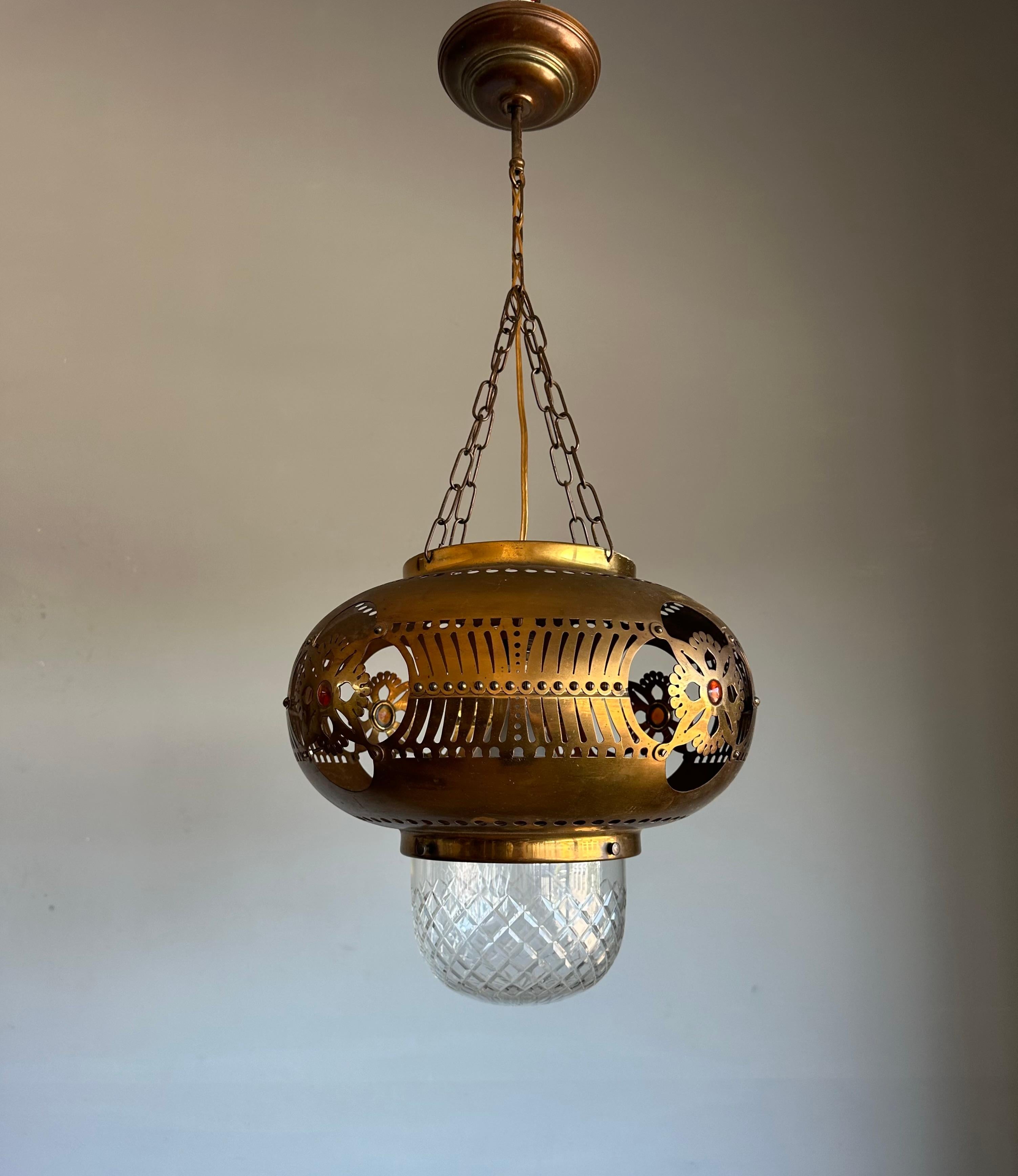 Arts and Crafts Rare Arts & Crafts Round Shape Hallway Lantern / Pendant Light by H.J. Winkelman
