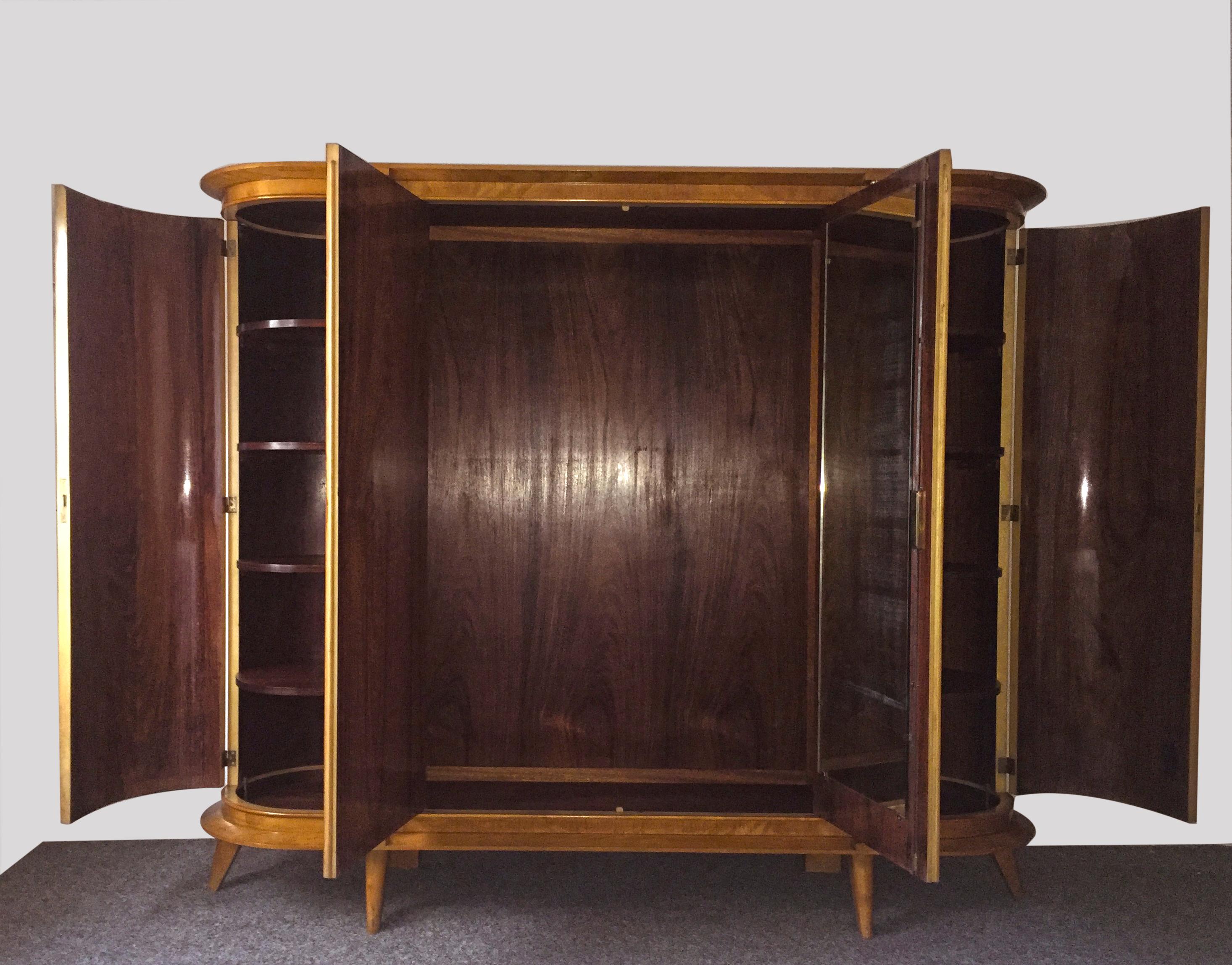 Mid-17th Century Rare as Design French Oval Art Deco Sycamore Armoire, 1940s For Sale