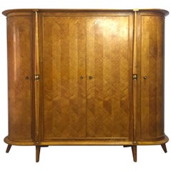 Rare as Design French Oval Art Deco Sycamore Armoire, 1940s