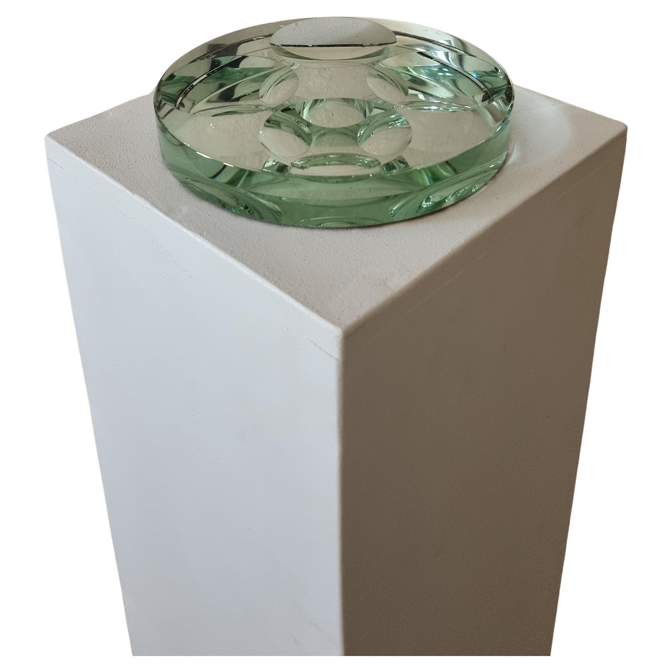 Rare ashtray in ground crystal glass produced by Fontana Arte, 1960 in vendita