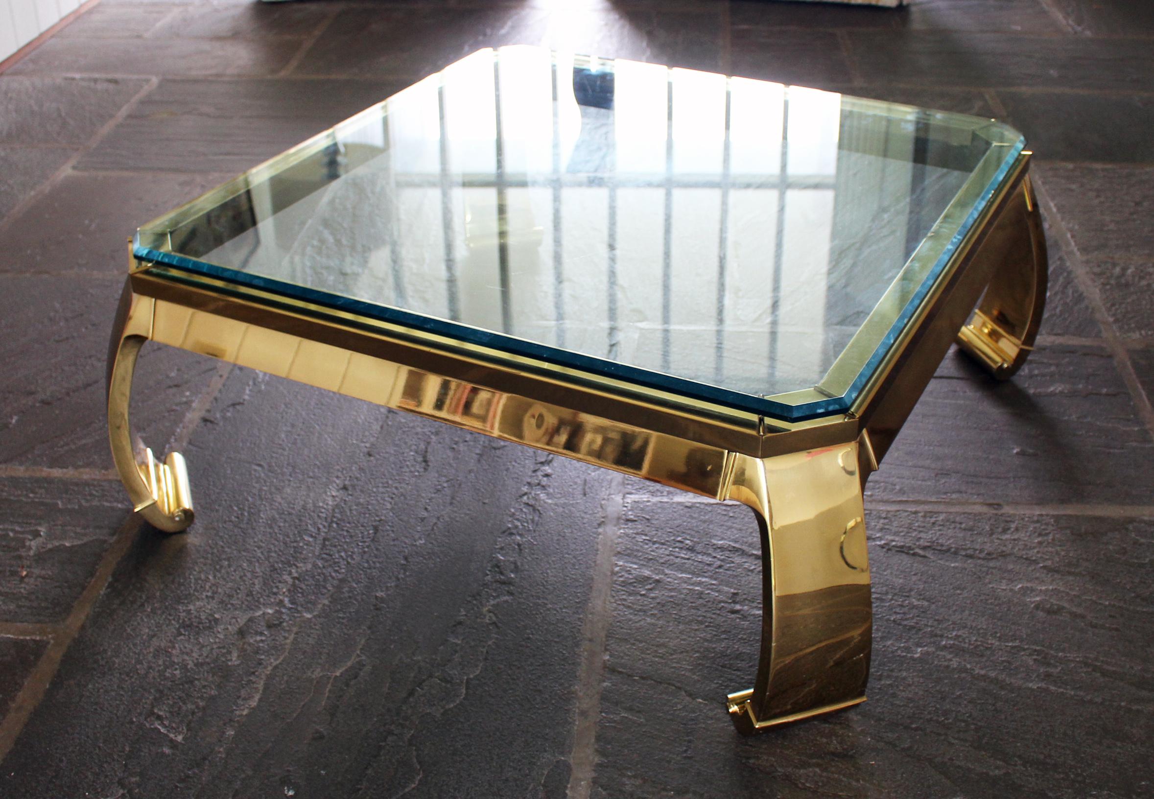 Rare Asian Inspired Brass Coffee Table by Karl Springer In Good Condition For Sale In Bridport, CT