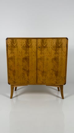 Rare Asko Finnish Modern Flame Birch Cabinet, Mid 20th Century