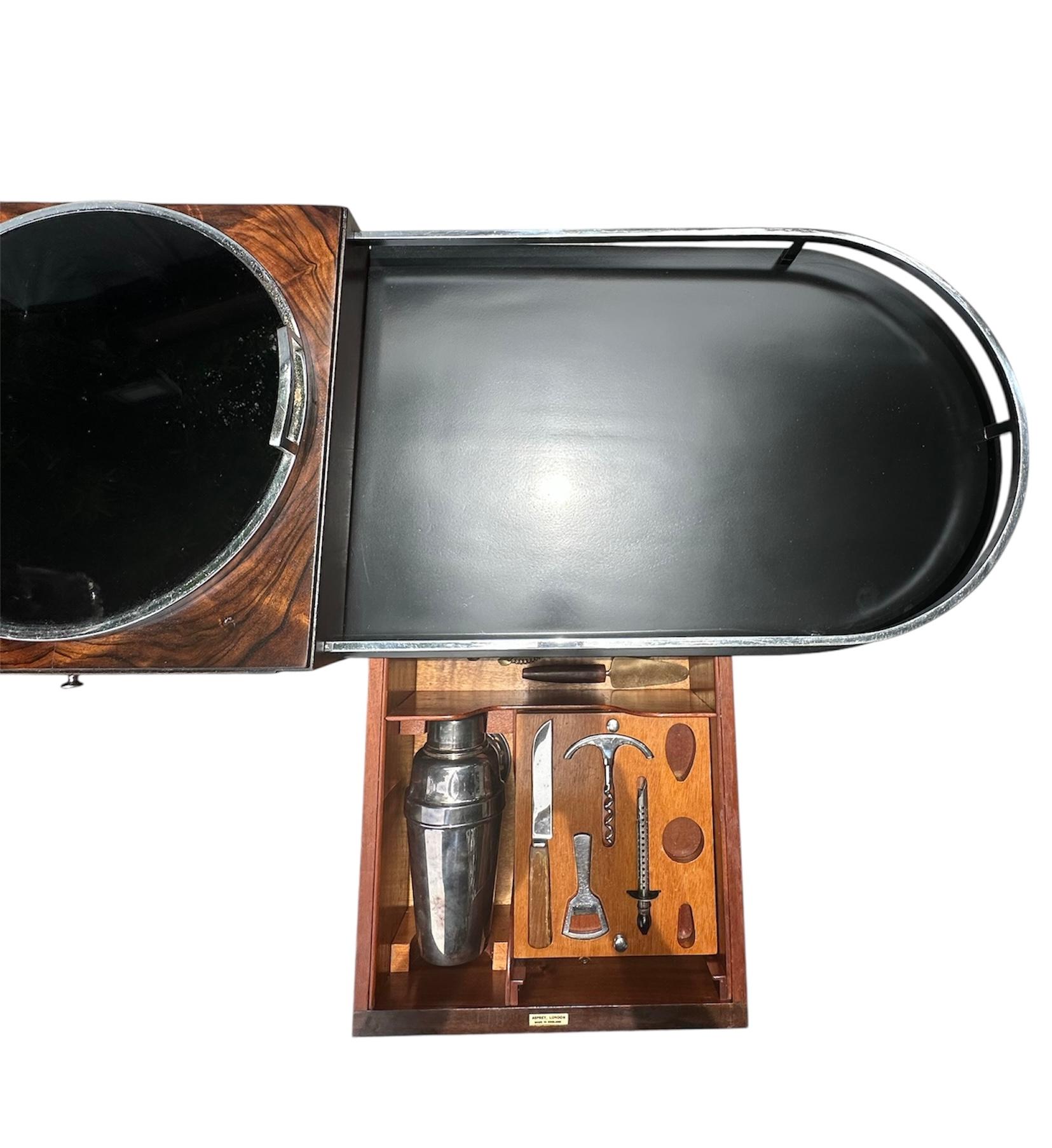 Raro ASPREY & Co. Carrito Bar Art Decó London Royal Warrant. en venta 7