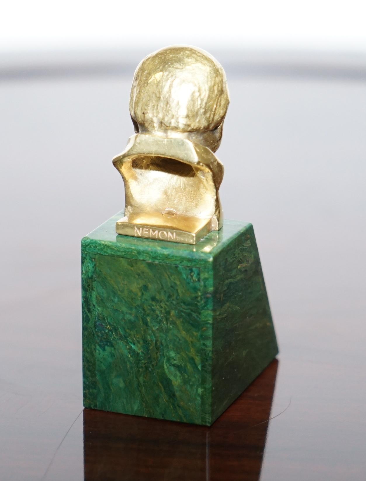 Post-War Rare Asprey & Co Oscar Nemon 1967 18ct Gold Minature Bust of Winston Churchill For Sale