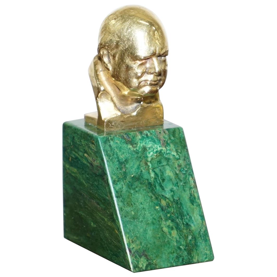 Rare Asprey & Co Oscar Nemon 1967 18ct Gold Minature Bust of Winston Churchill For Sale