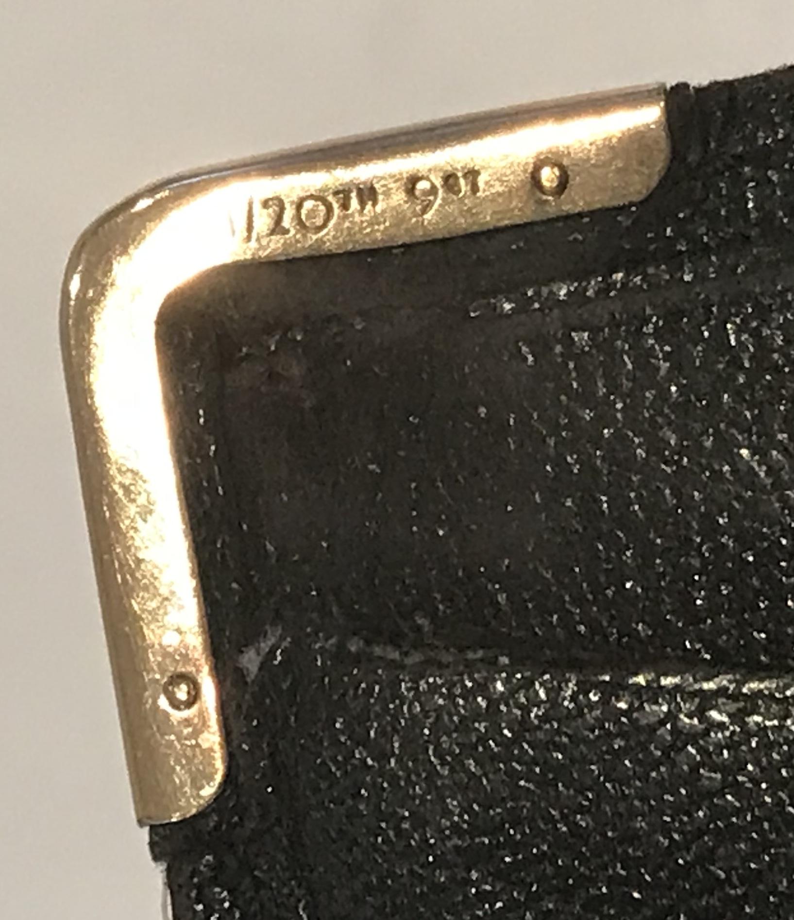 Art Deco Rare Asprey London, 1930s 9-carat Gold Black Leather Credit Business Card Case