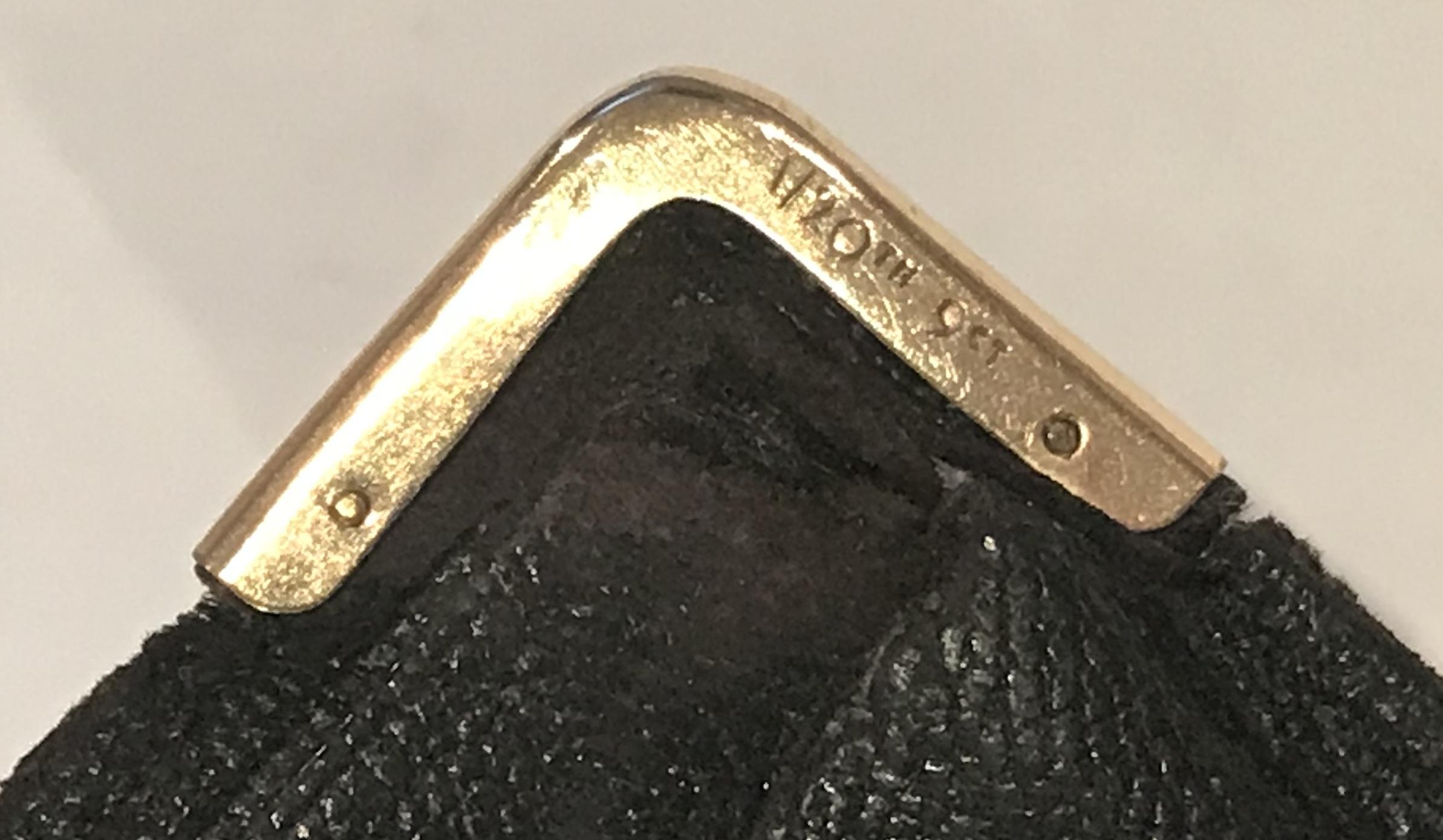 British Rare Asprey London, 1930s 9-carat Gold Black Leather Credit Business Card Case