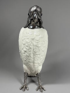 Rare Asprey London Sterling Silver & Copeland Spode Cockatoo Claret Jug, 1912