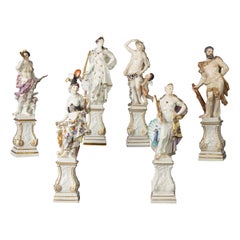 Rare Assembled Set of Six German Porcelain Mythological Deities, Meissen