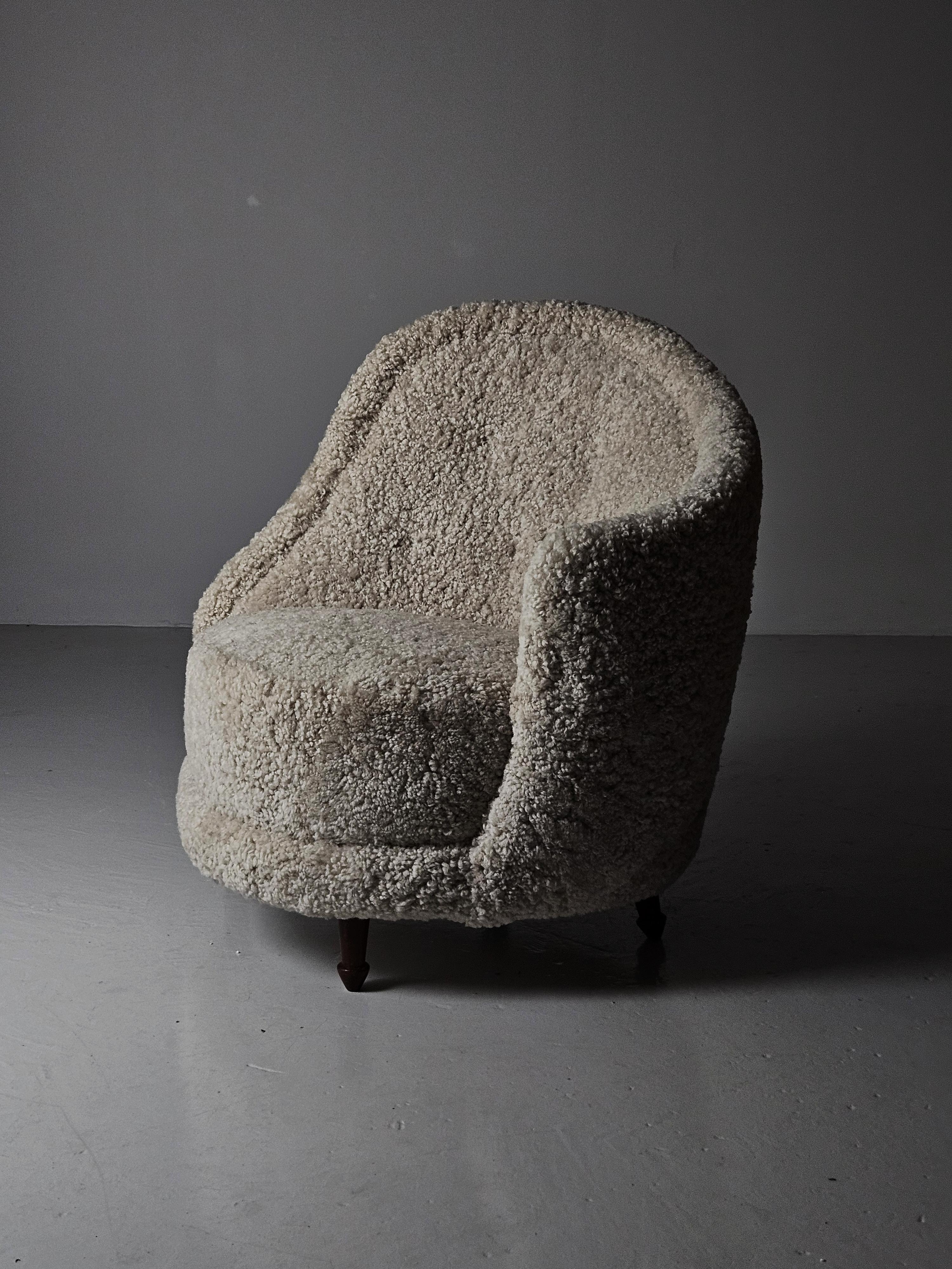 Rare assymetrical Carl Cederholm easy chair for Firma Stil & Form, Sweden 1940s 1