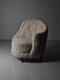 Rare assymetrical Carl Cederholm easy chair for Firma Stil & Form, Sweden 1940s