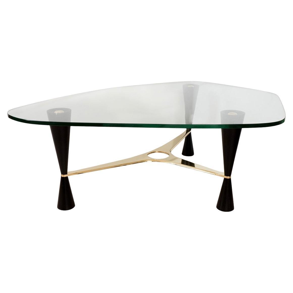Rare asymmetrical beveled top coffee table For Sale
