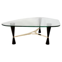 Rare asymmetrical beveled top coffee table