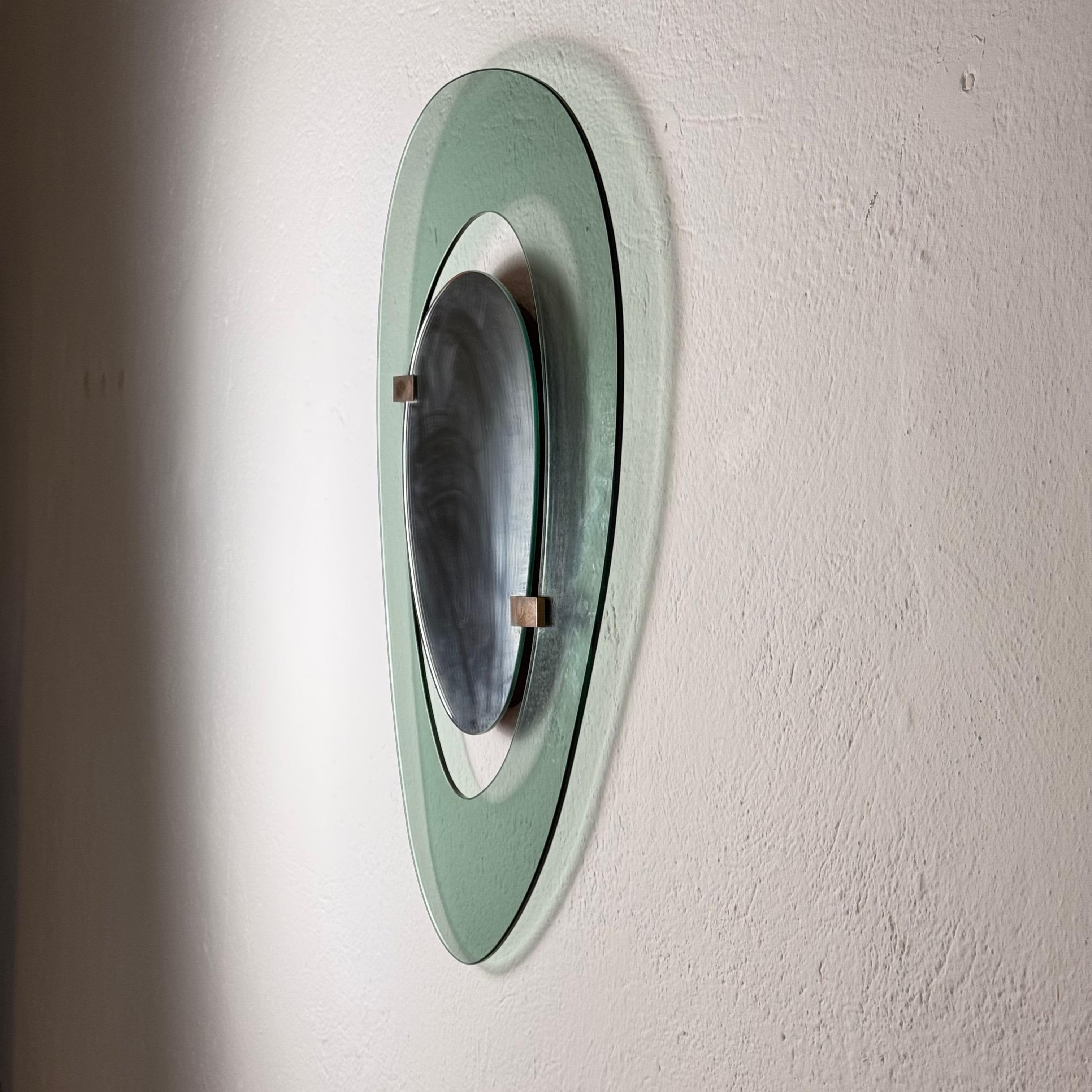 Rare Asymmetrical Light Blue Mirror by Max Ingrand for Fontana Arte, Italy, 1958 For Sale 2