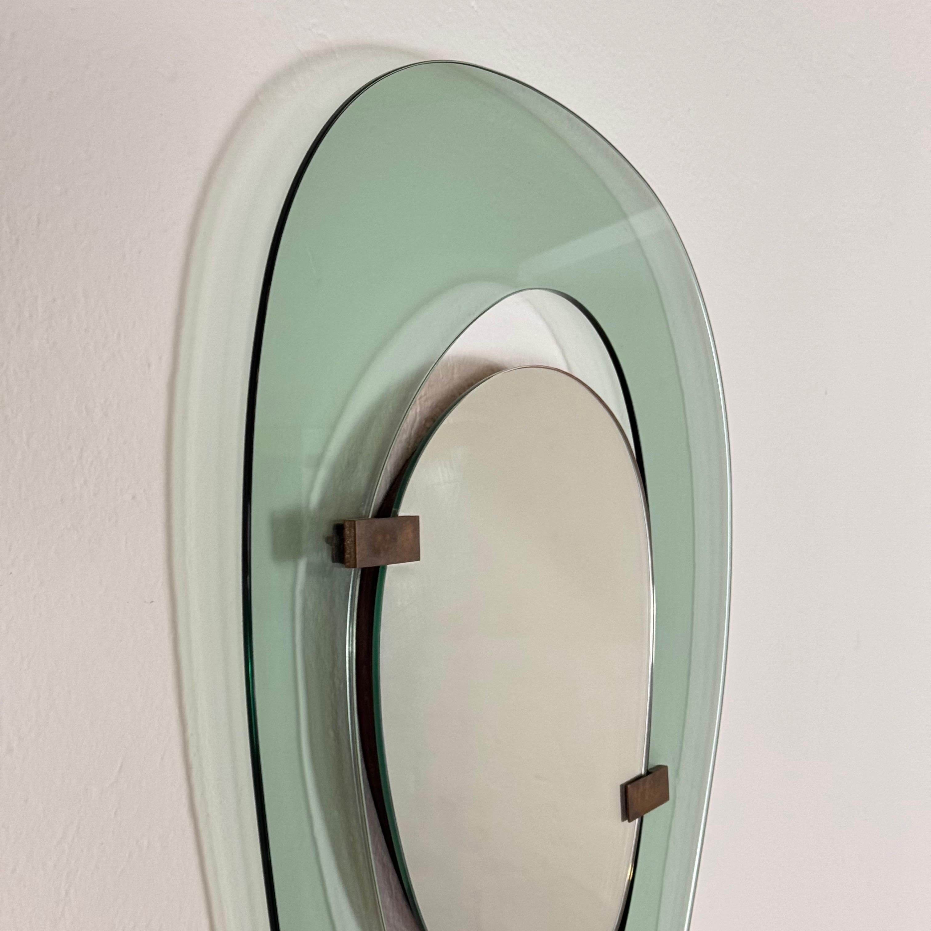 Rare Asymmetrical Light Blue Mirror by Max Ingrand for Fontana Arte, Italy, 1958 For Sale 5