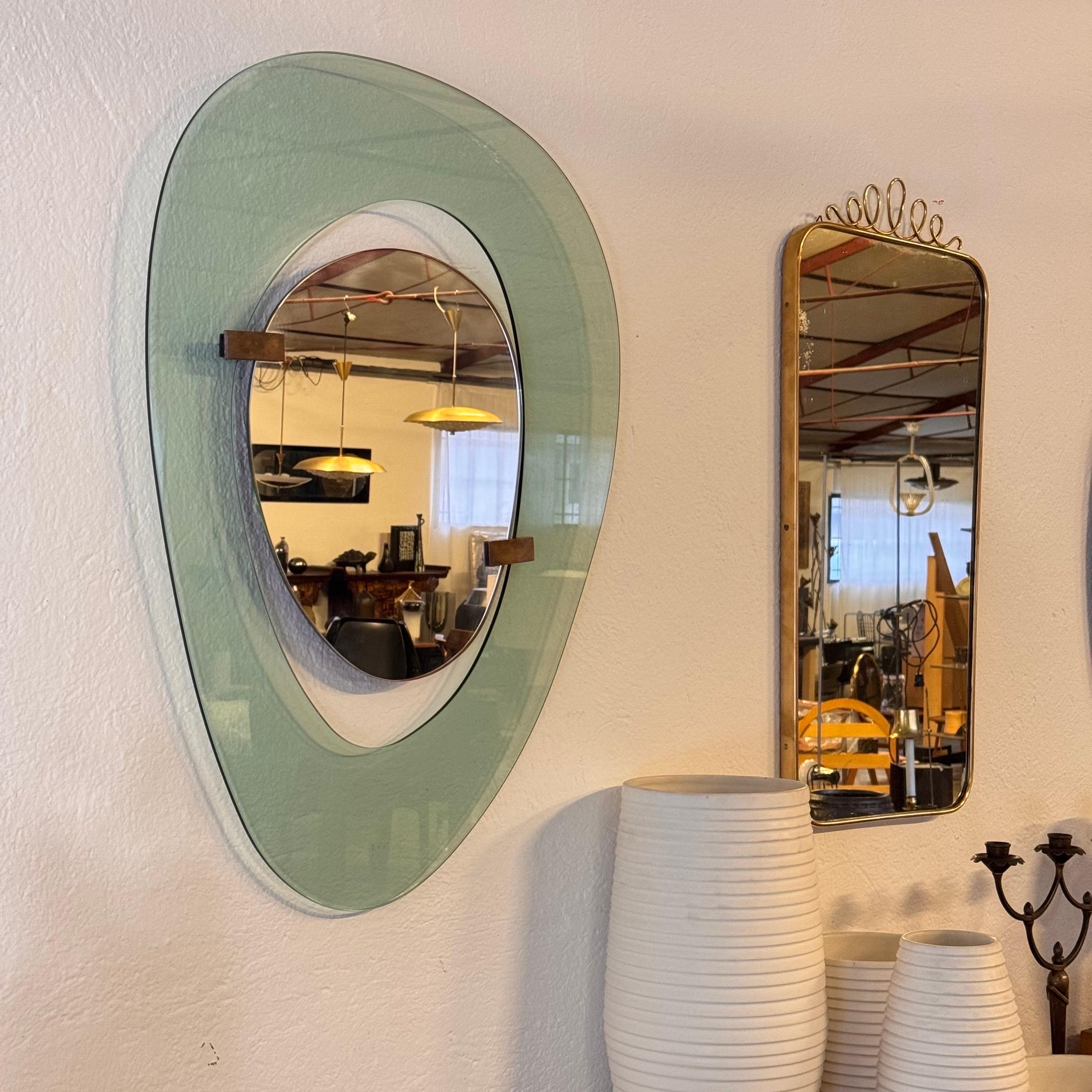 Rare Asymmetrical Light Blue Mirror by Max Ingrand for Fontana Arte, Italy, 1958 For Sale 11