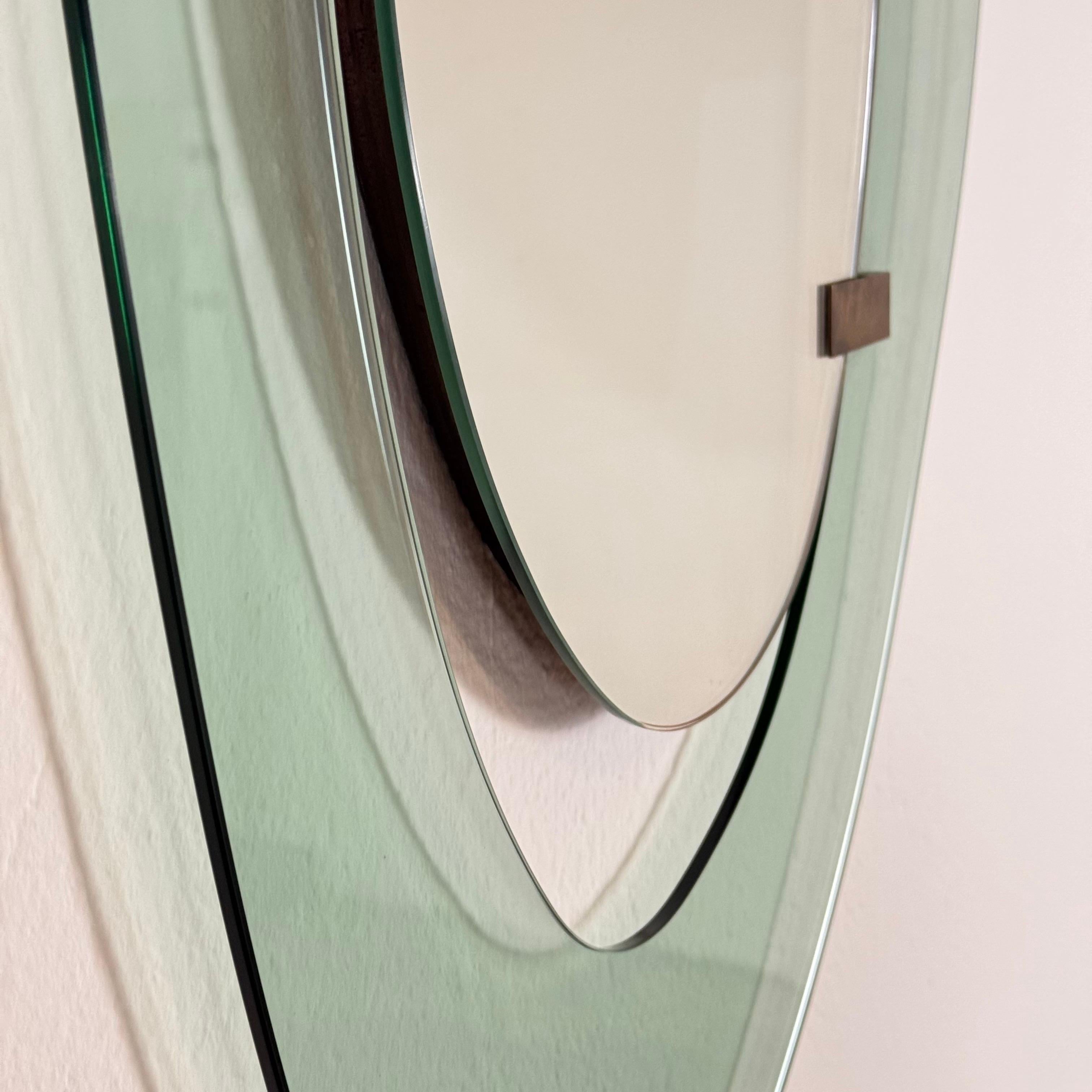 Rare Asymmetrical Light Blue Mirror by Max Ingrand for Fontana Arte, Italy, 1958 In Good Condition For Sale In Bagnolo Mella, Brescia