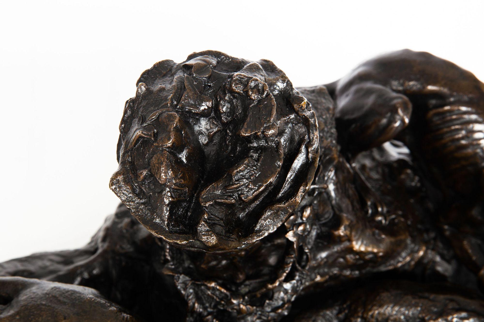 Rare Atelier French Antique Bronze Sculpture “Fox Hunt” by Pierre Jules Mêne For Sale 12