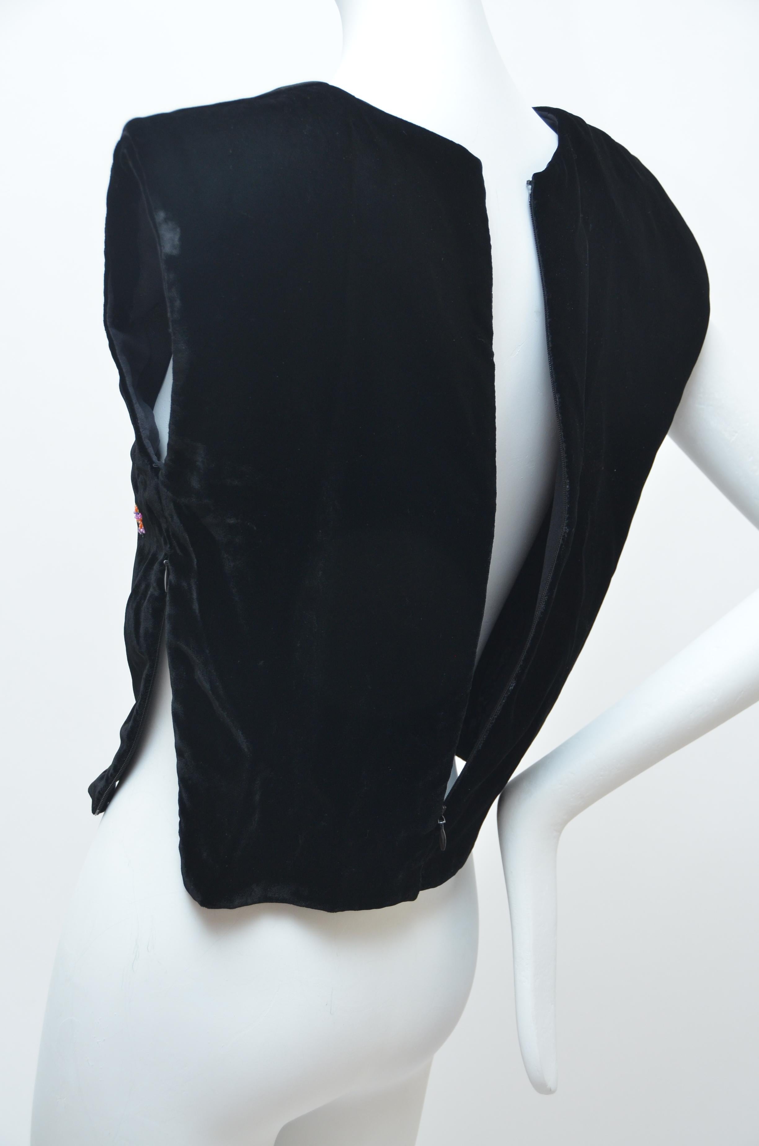 Rare Atelier Versace Black Velvet V Embellished Crop Top  MINT For Sale 4