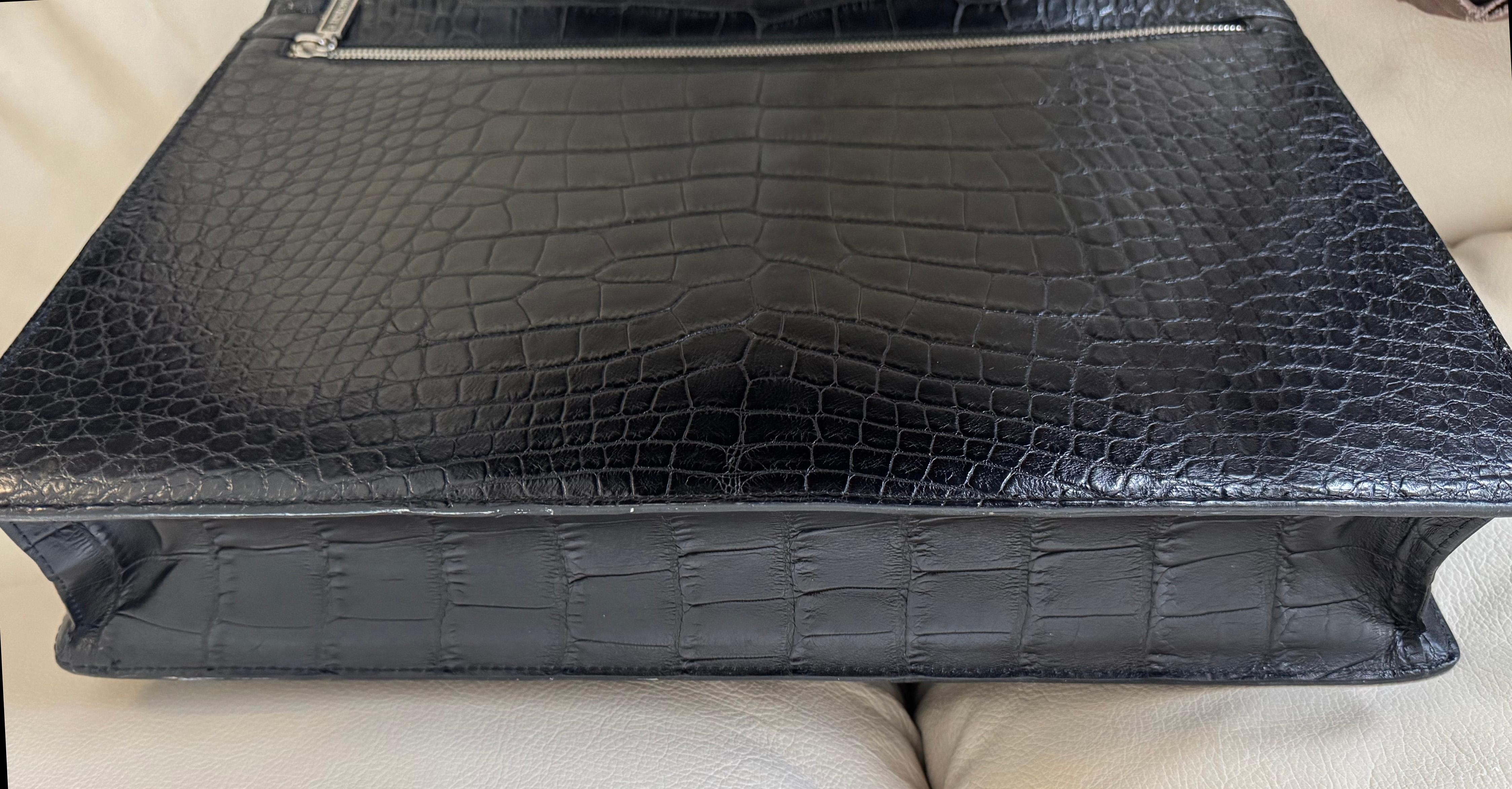 RARE A.Testoni Black Alligator Briefcase One of a Kind en vente 7