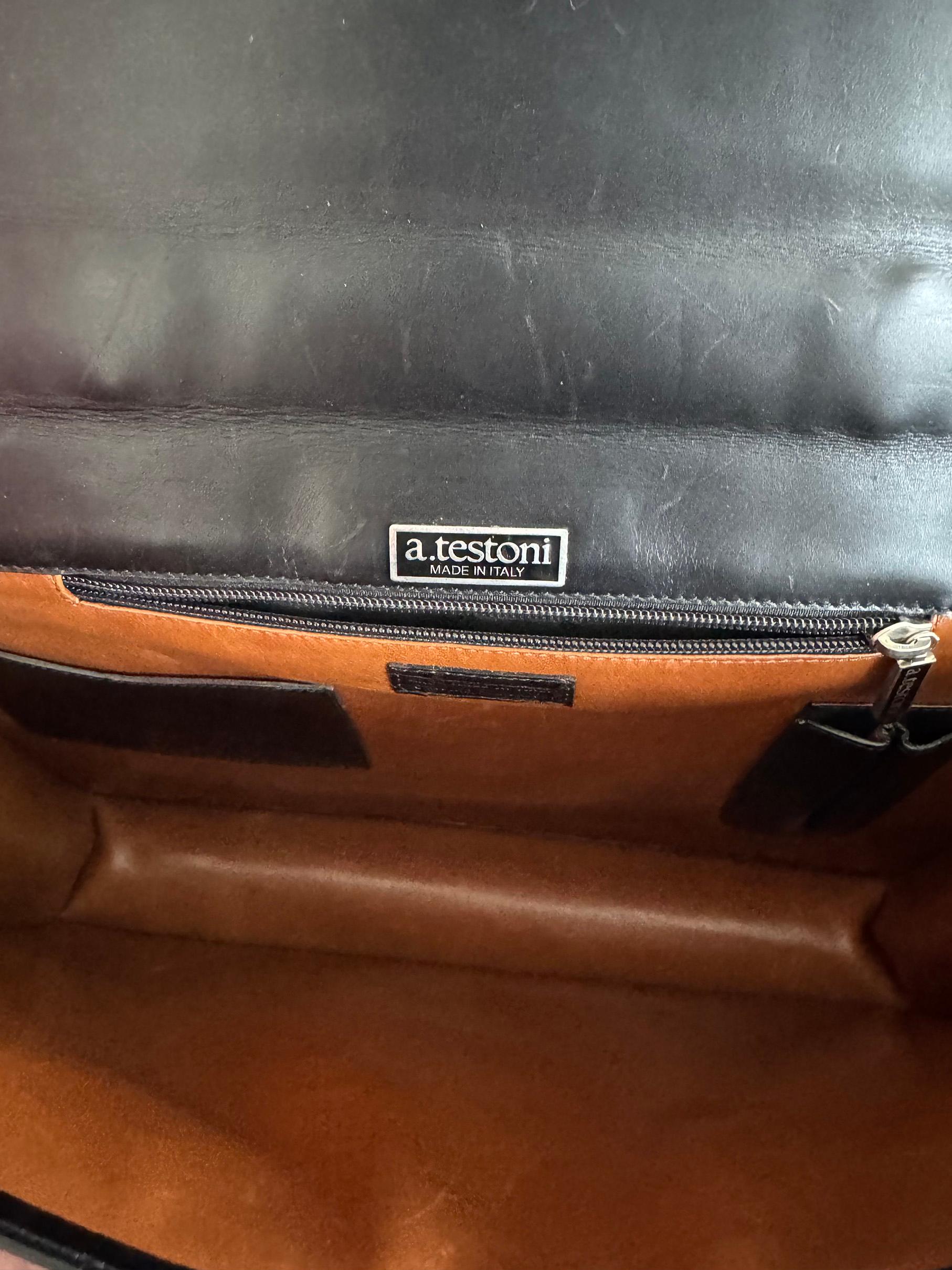 RARE A.Testoni Black Alligator Briefcase One of a Kind en vente 10
