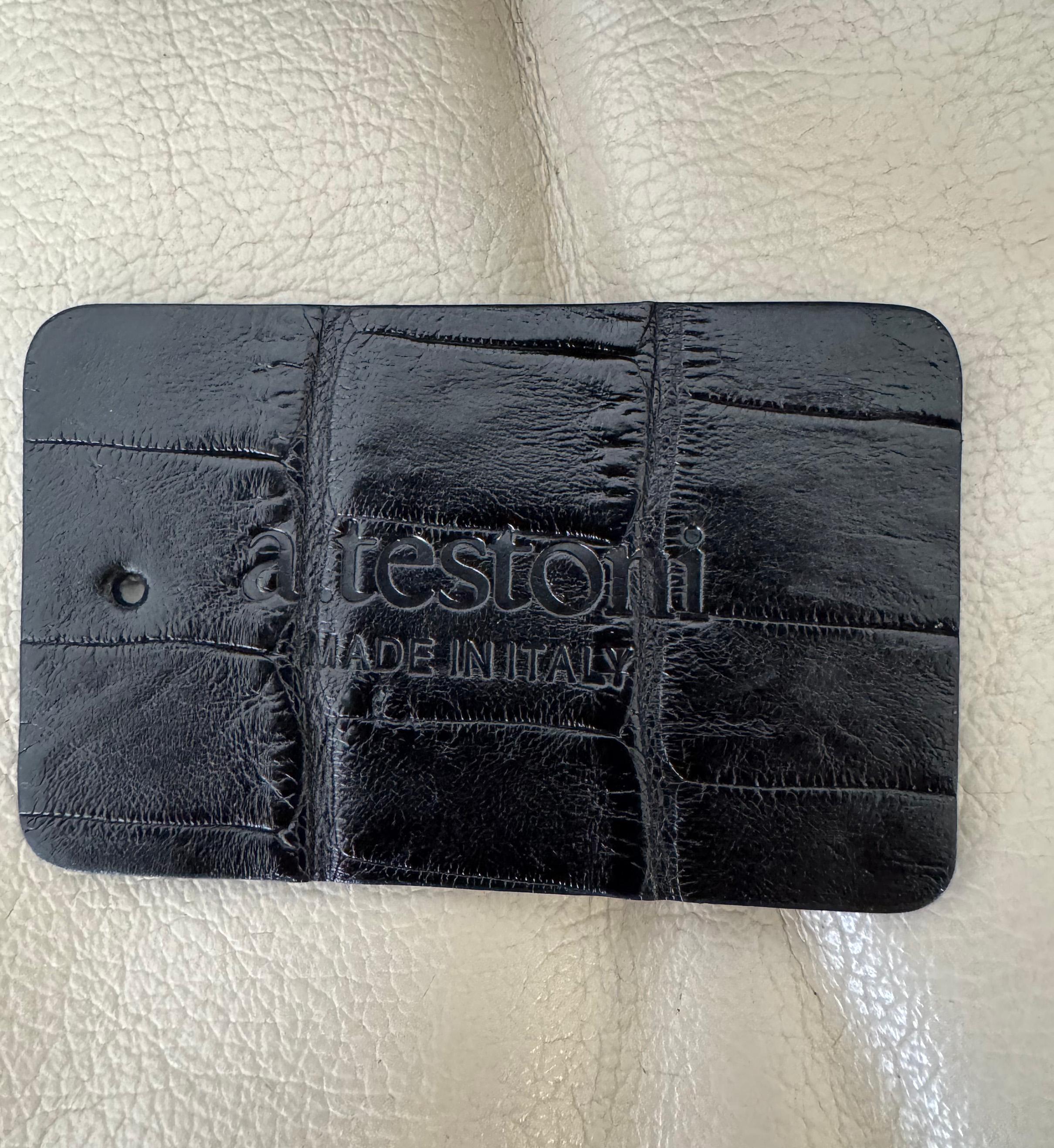 RARE A.Testoni Black Alligator Briefcase One of a Kind Unisexe en vente