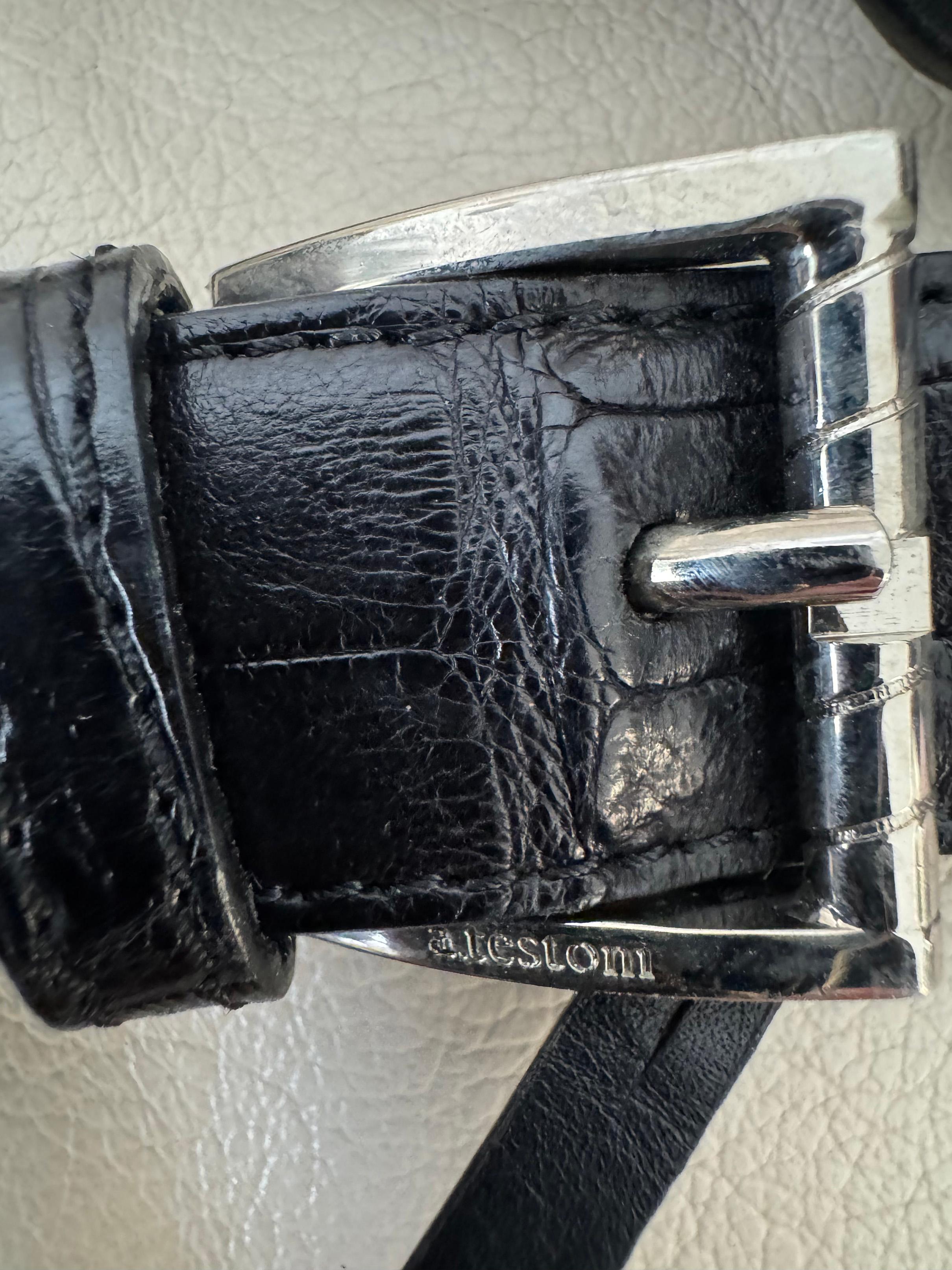 RARE A.Testoni Black Alligator Briefcase One of a Kind en vente 2